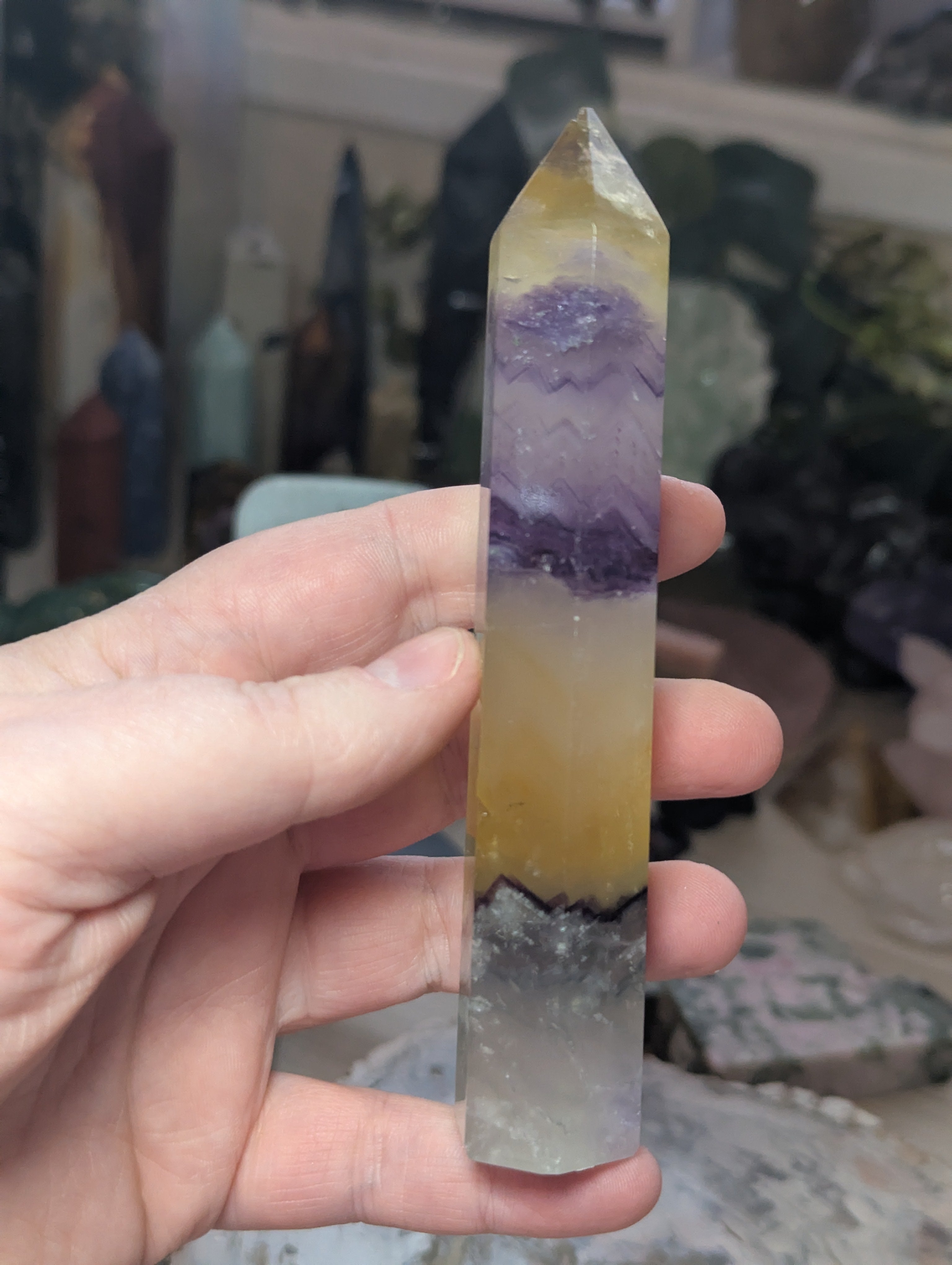 Hospital - mango flourite crystal tower over 15cm