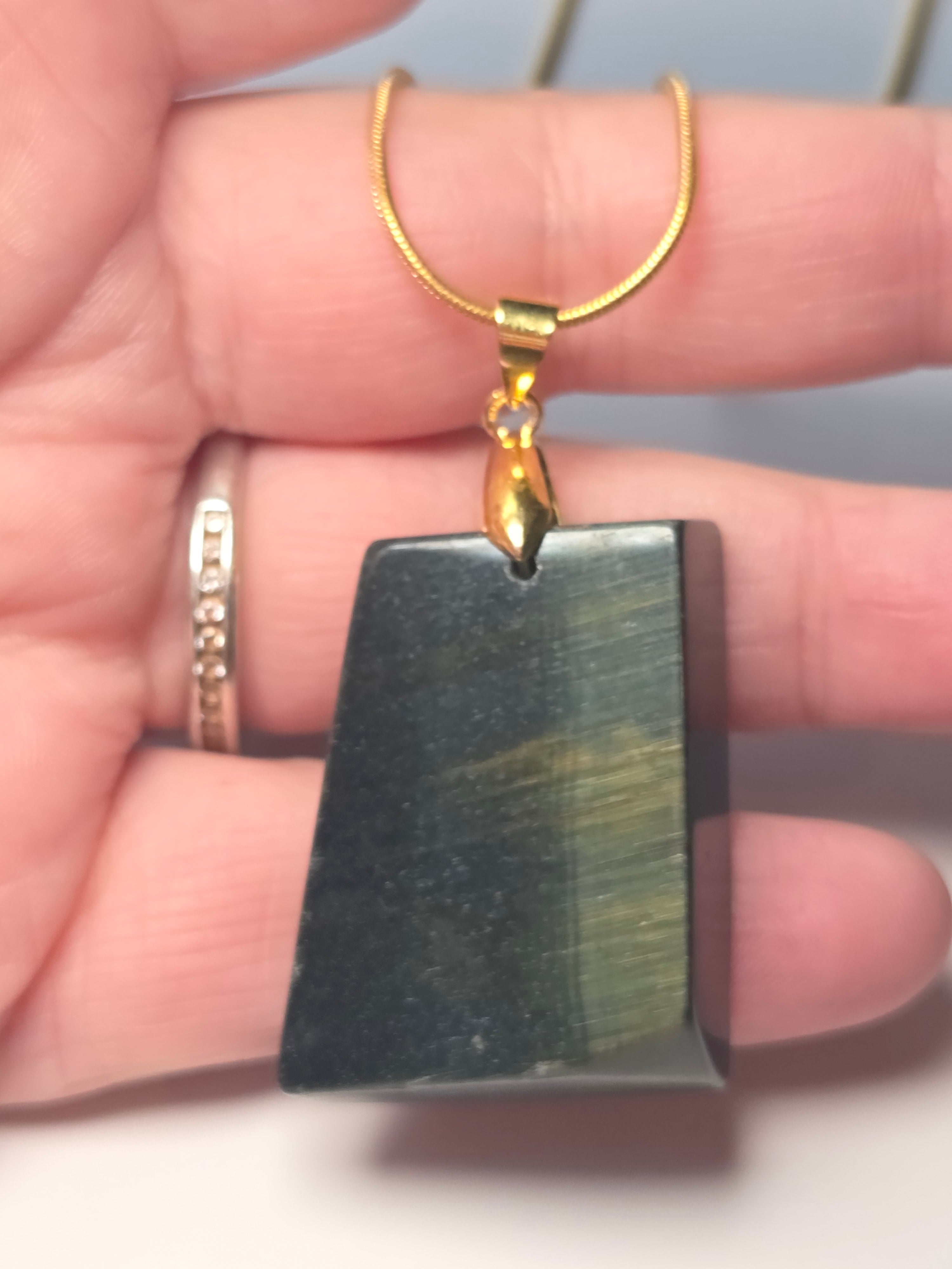 Blue tigers eye crystal necklace