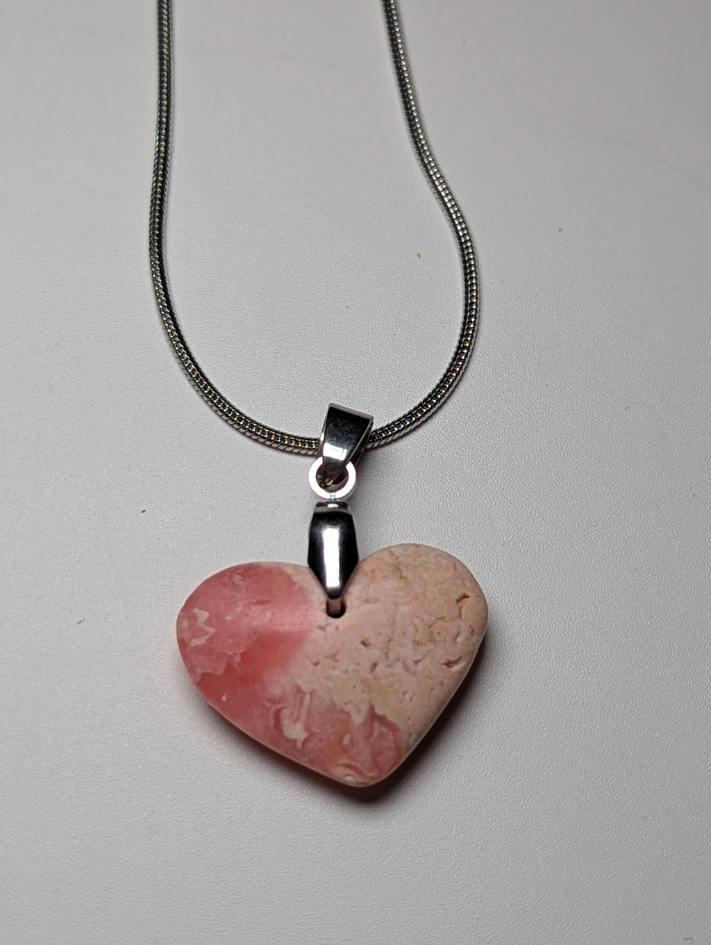 Rhodochrosite heart handmade crystal necklace