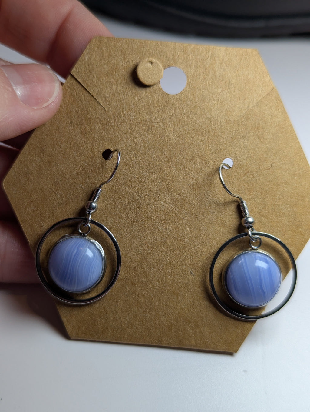 Blue lace agate crystal earrings