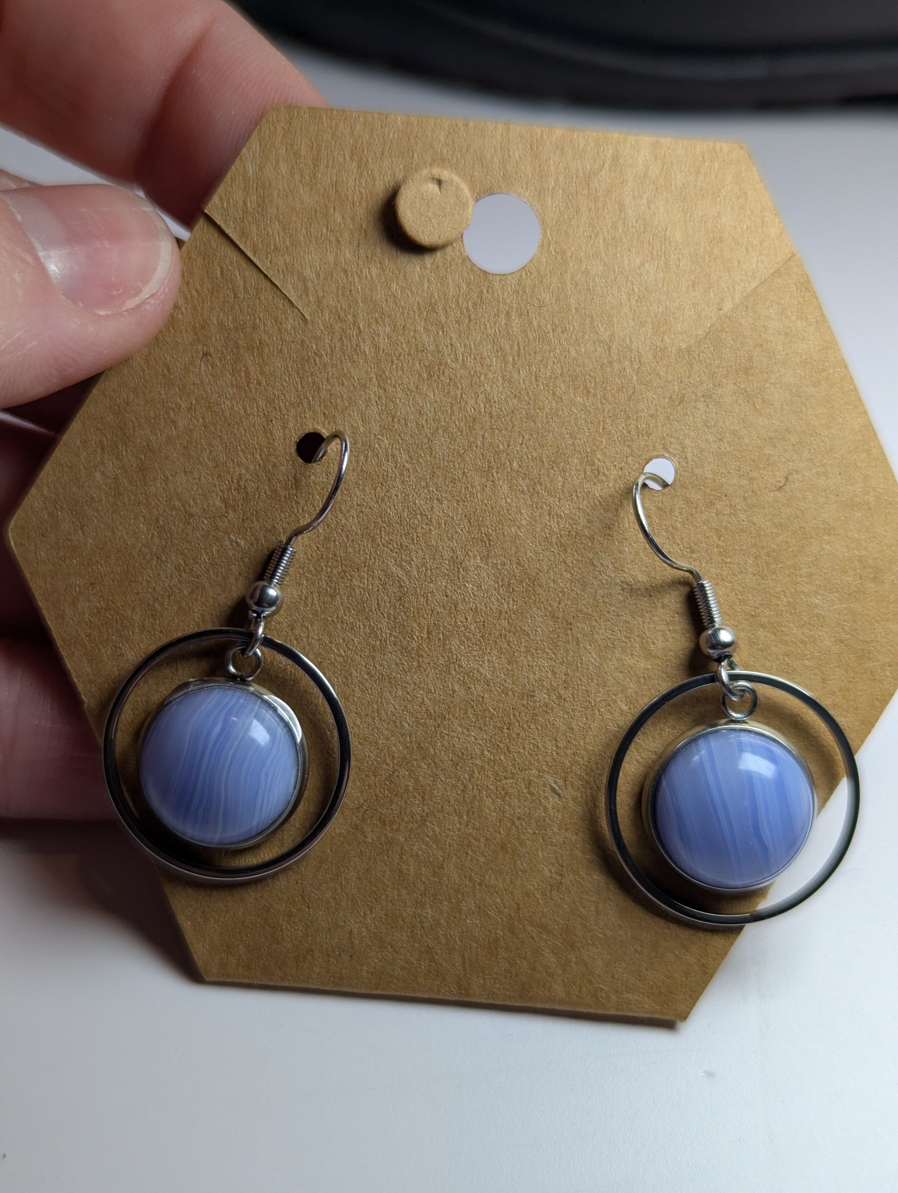 Blue lace agate crystal earrings