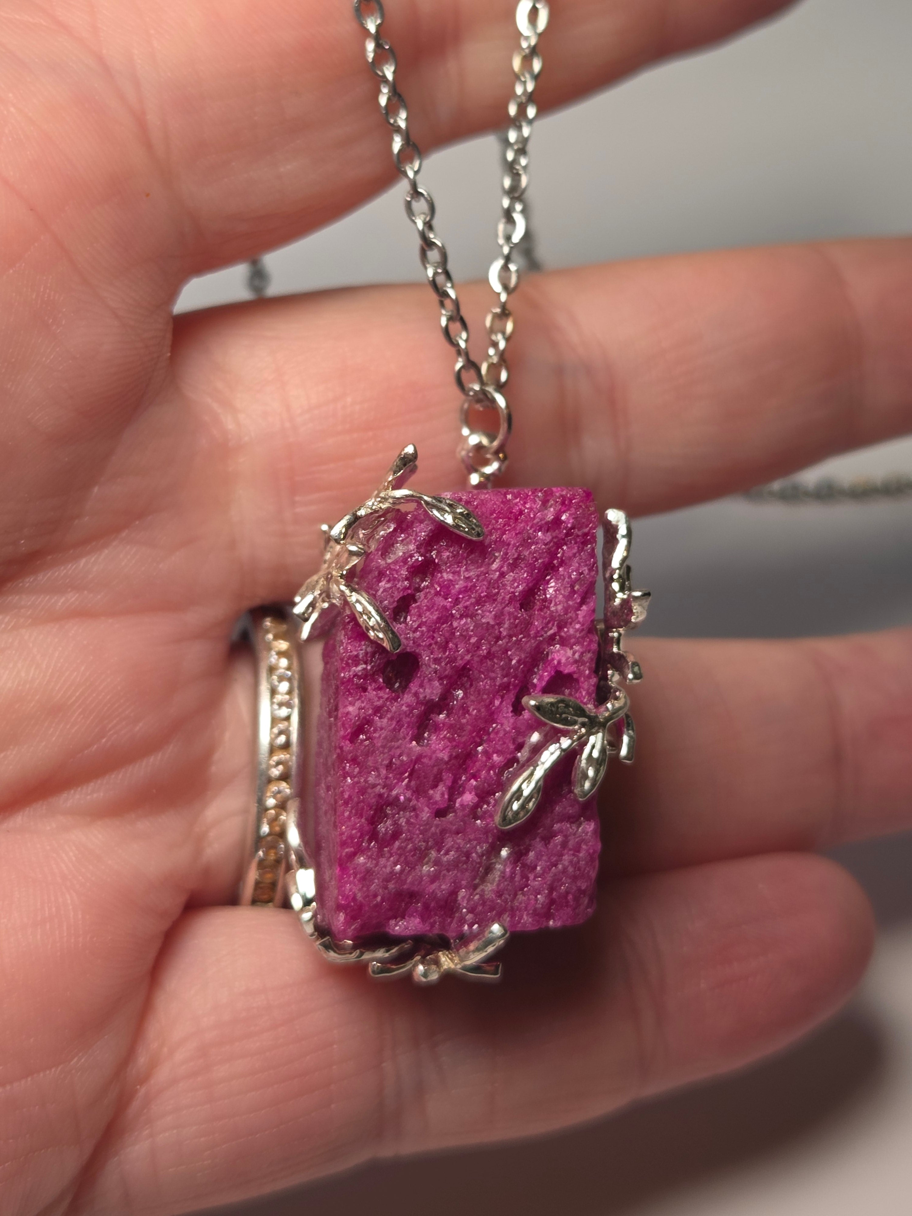 Man made ruby necklace