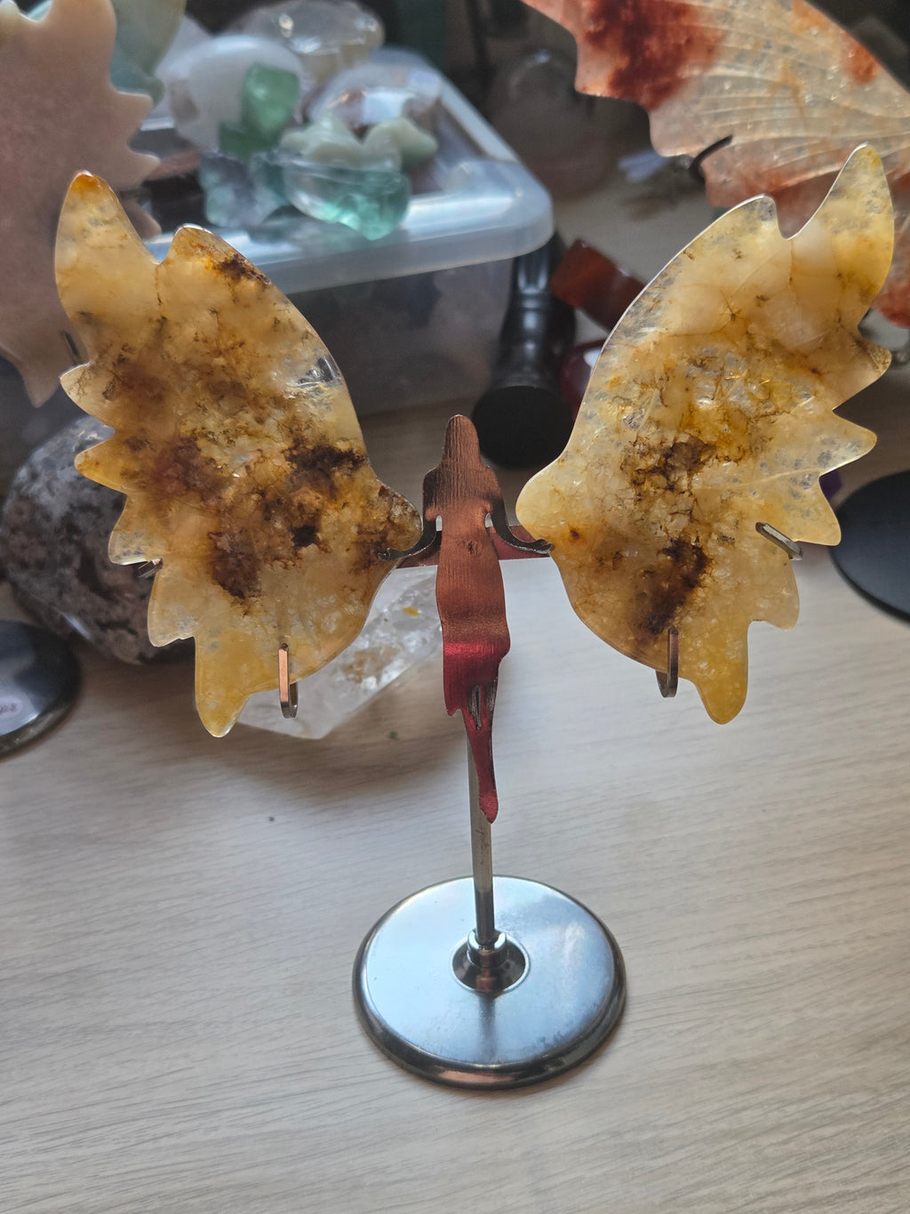 Dendritic with golden healer crystal  angel carving