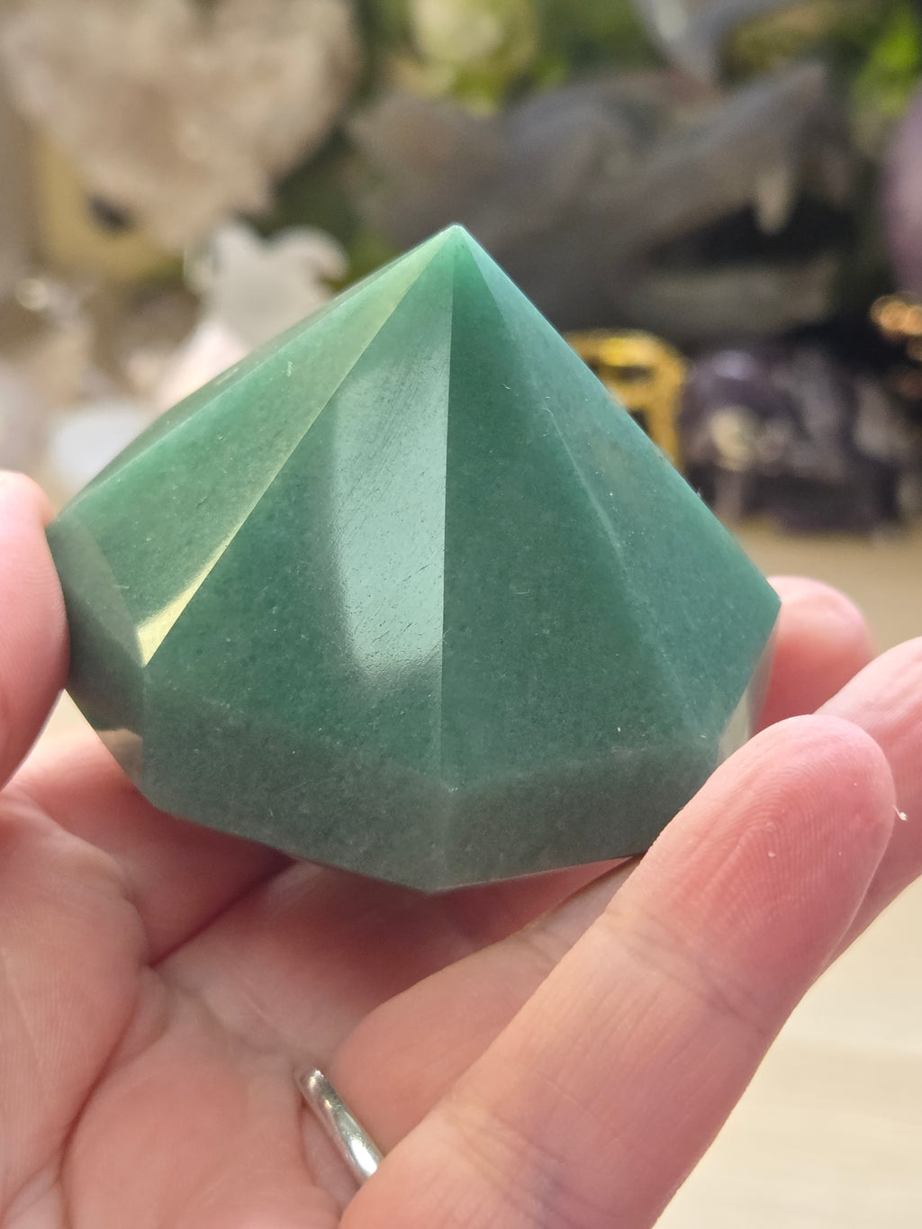 Beautiful Green Aventurine crystal diamond carving