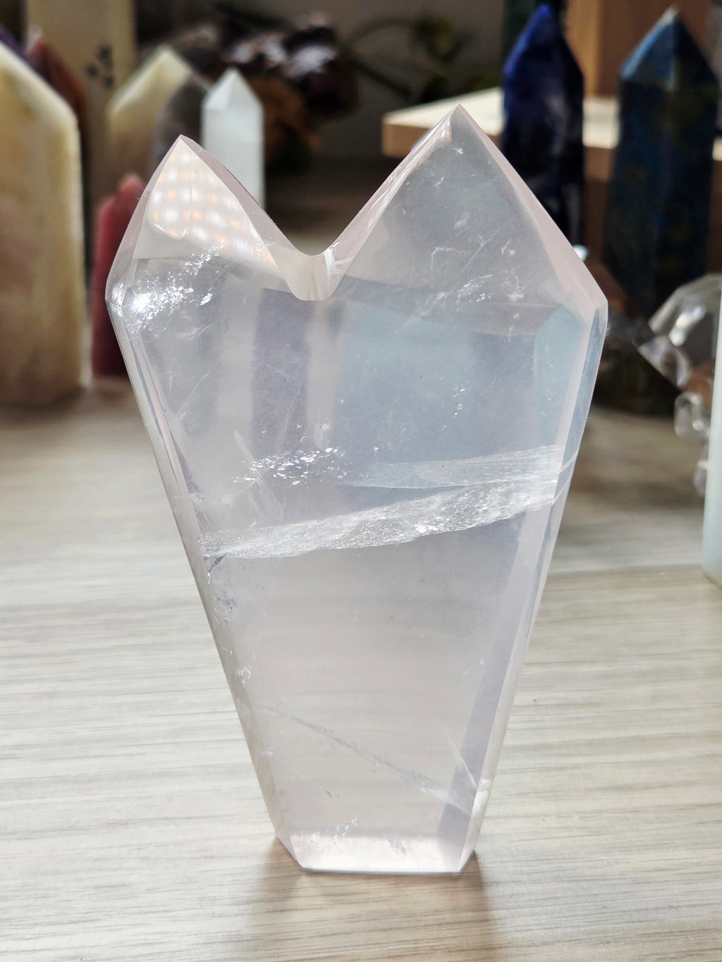 Grade AAAA Rose quartz crystal twin towers