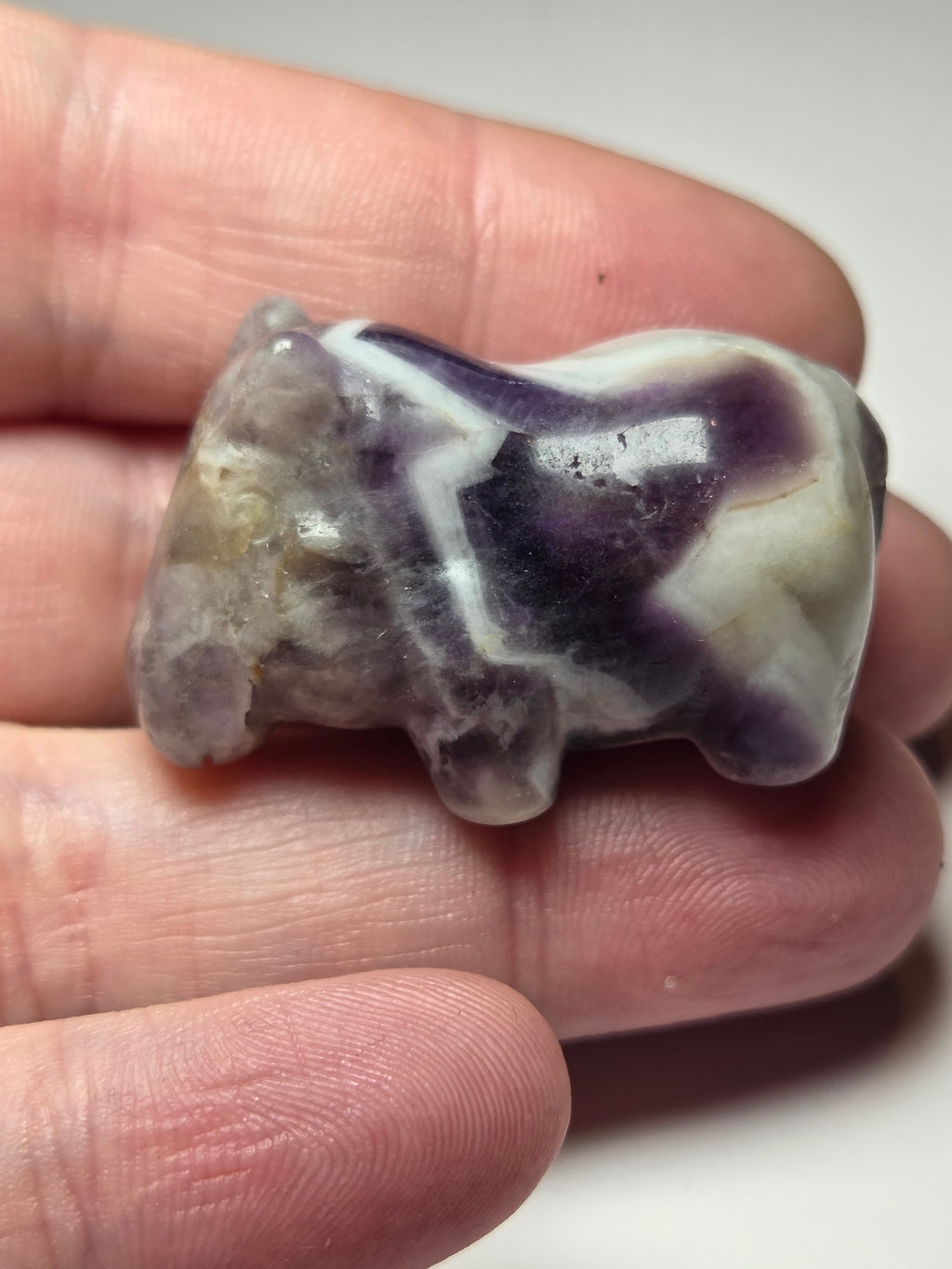 Dream Amethyst crystal hippo carving