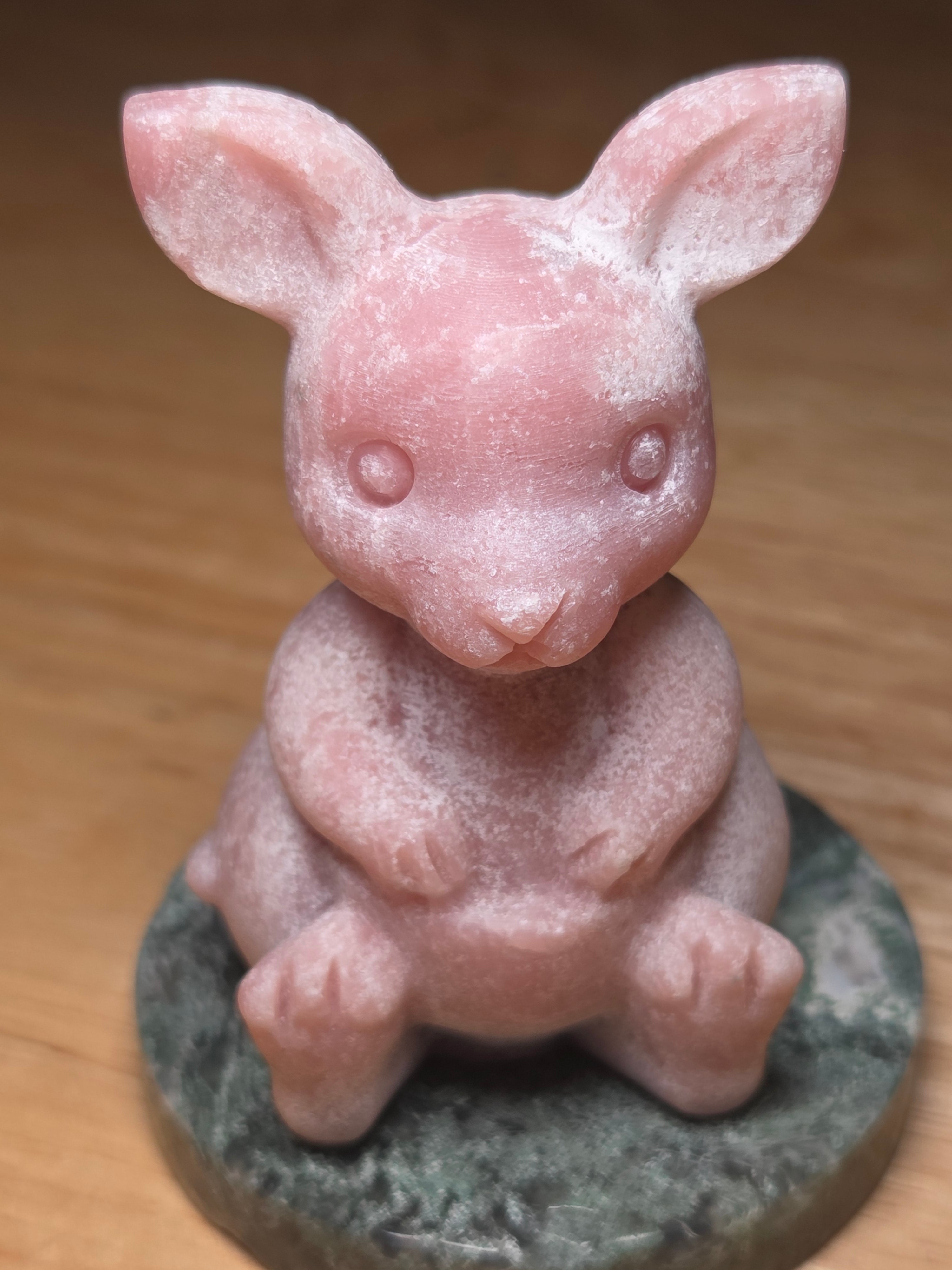 Pink opal kangaroo carving
