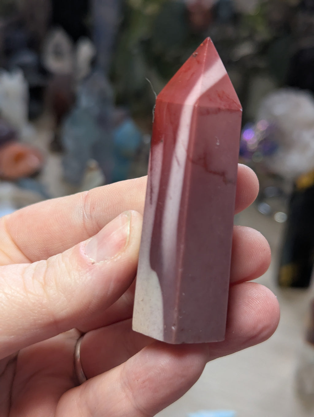 Mookaite crystal tower carving