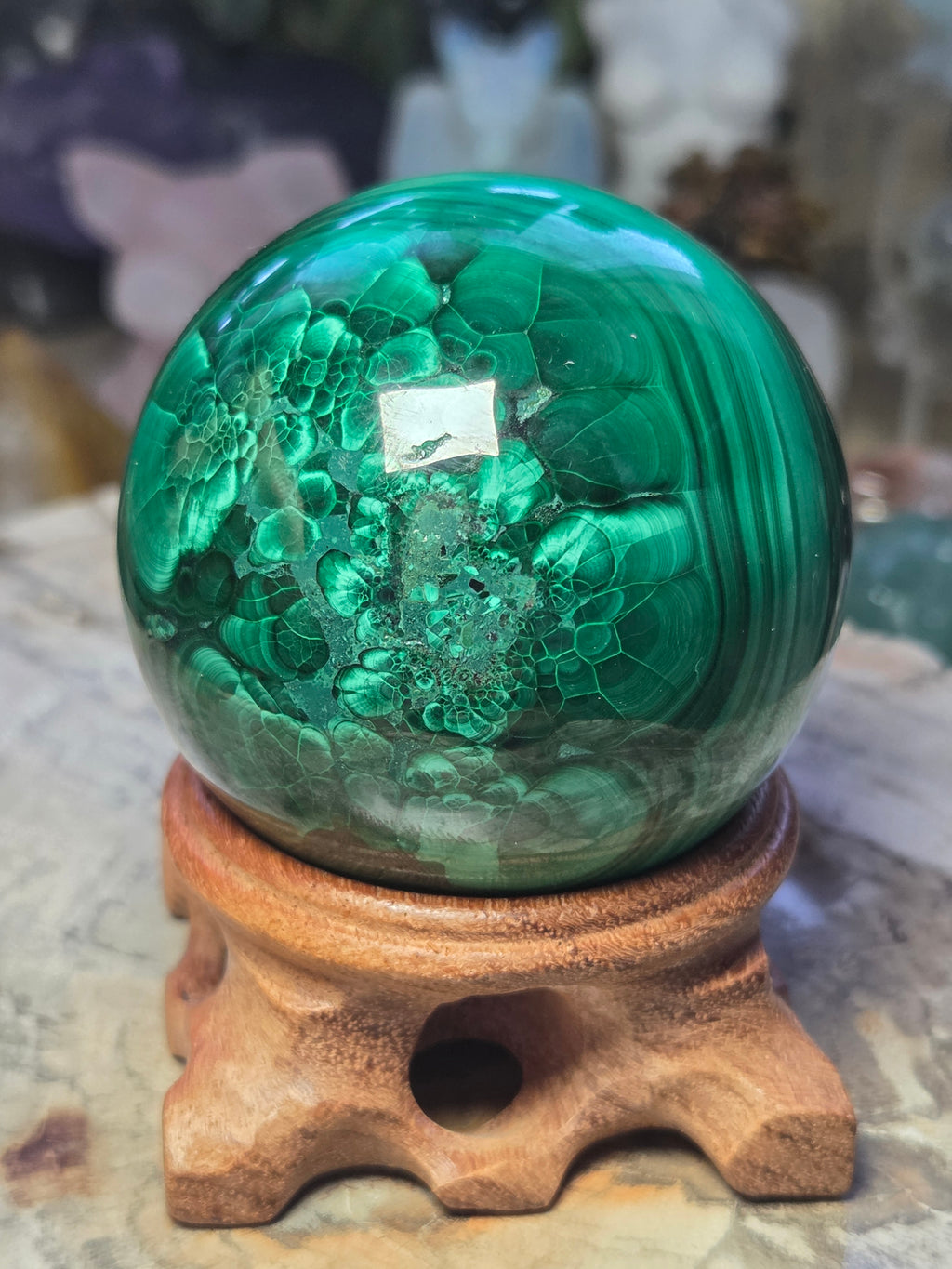 Malicite crystal sphere  5.4cm including stand