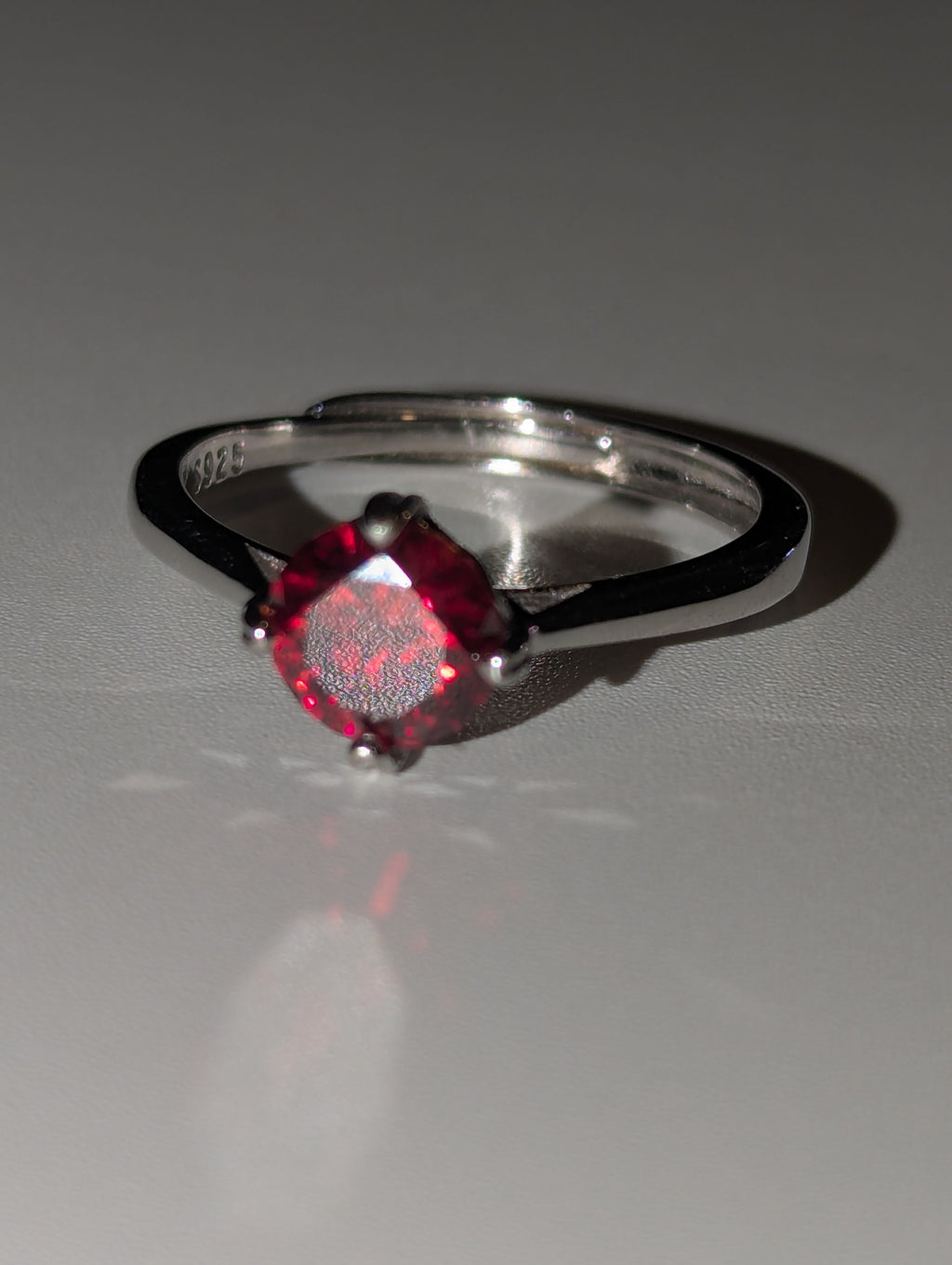 Red Moissanite diamond Adjustable ring