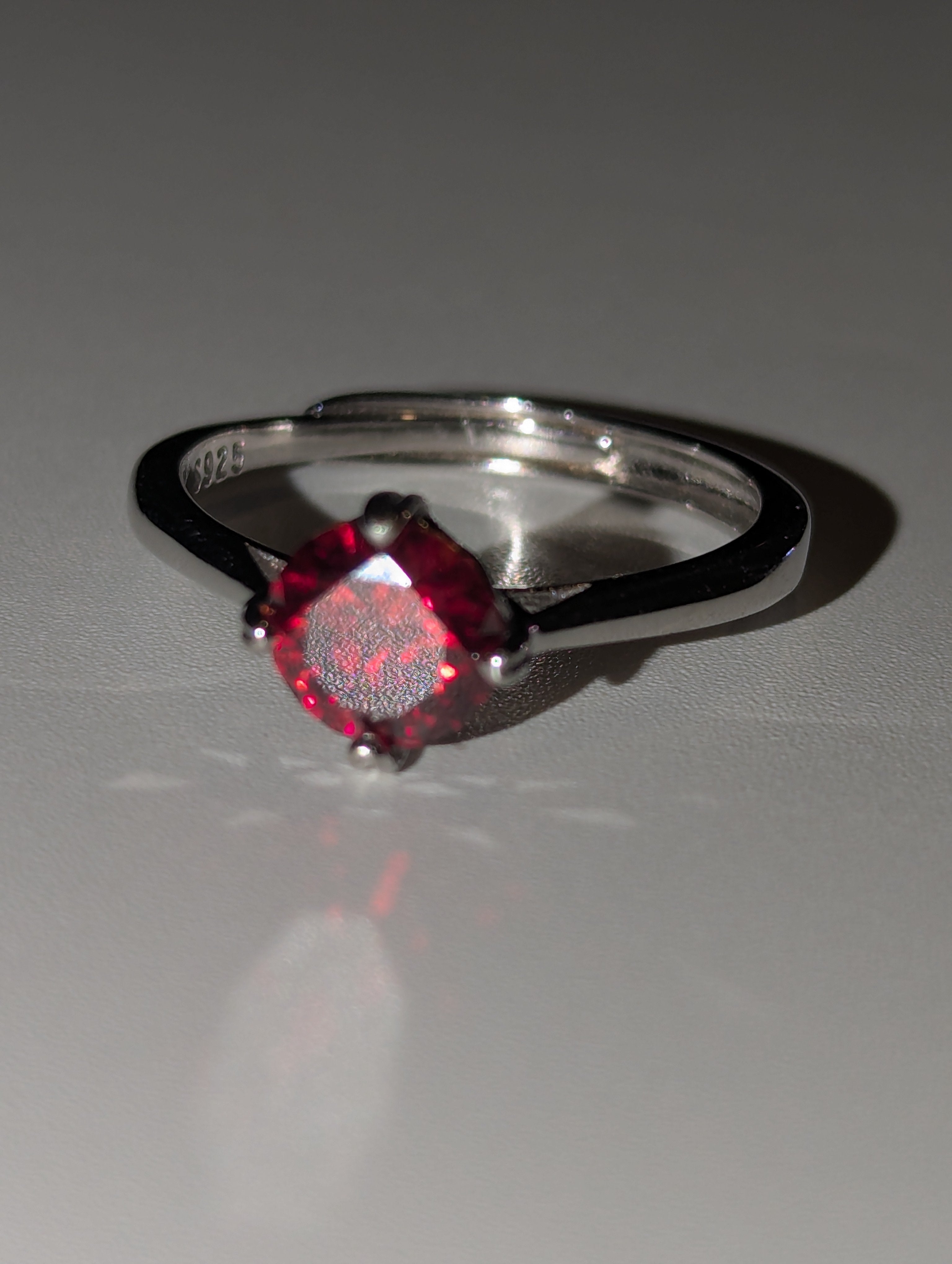 Red Moissanite diamond Adjustable ring