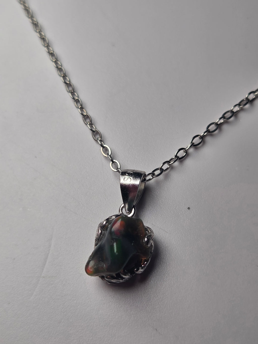 Ethiopian black Opal necklace s295