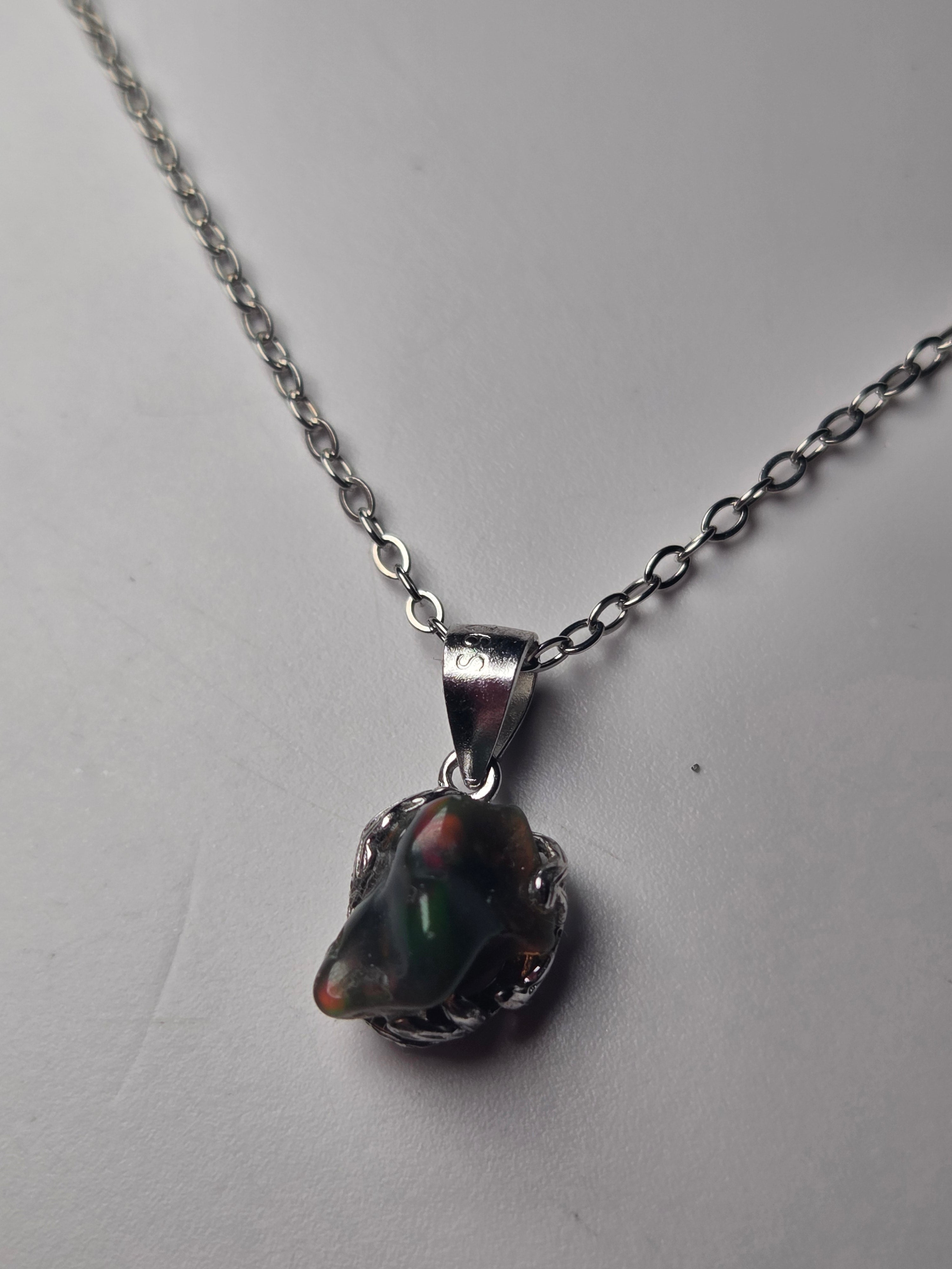 Ethiopian black Opal necklace s295