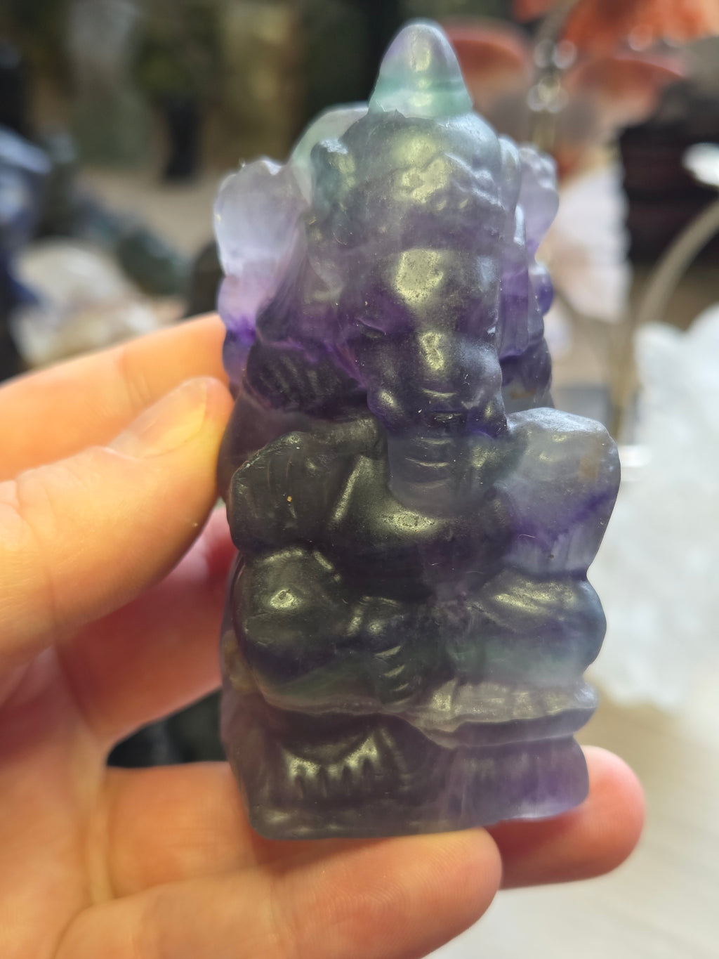 Flourite crystal Ganesha carving