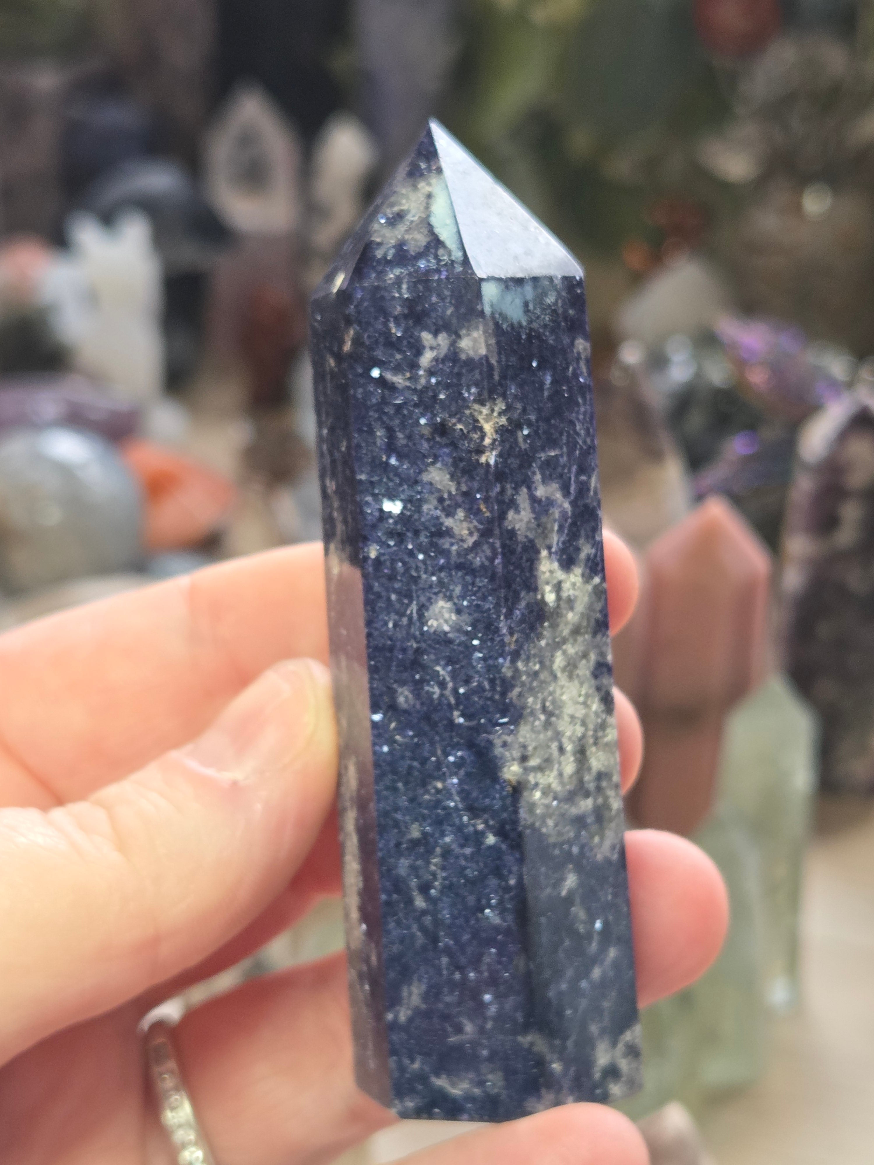Blue mica spakly crystal tower