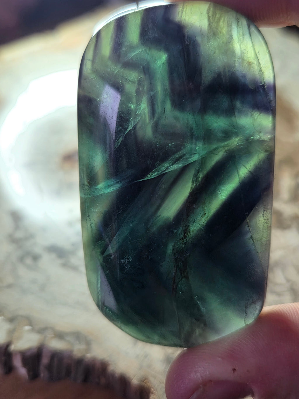 Rose flourite crystal palm stone