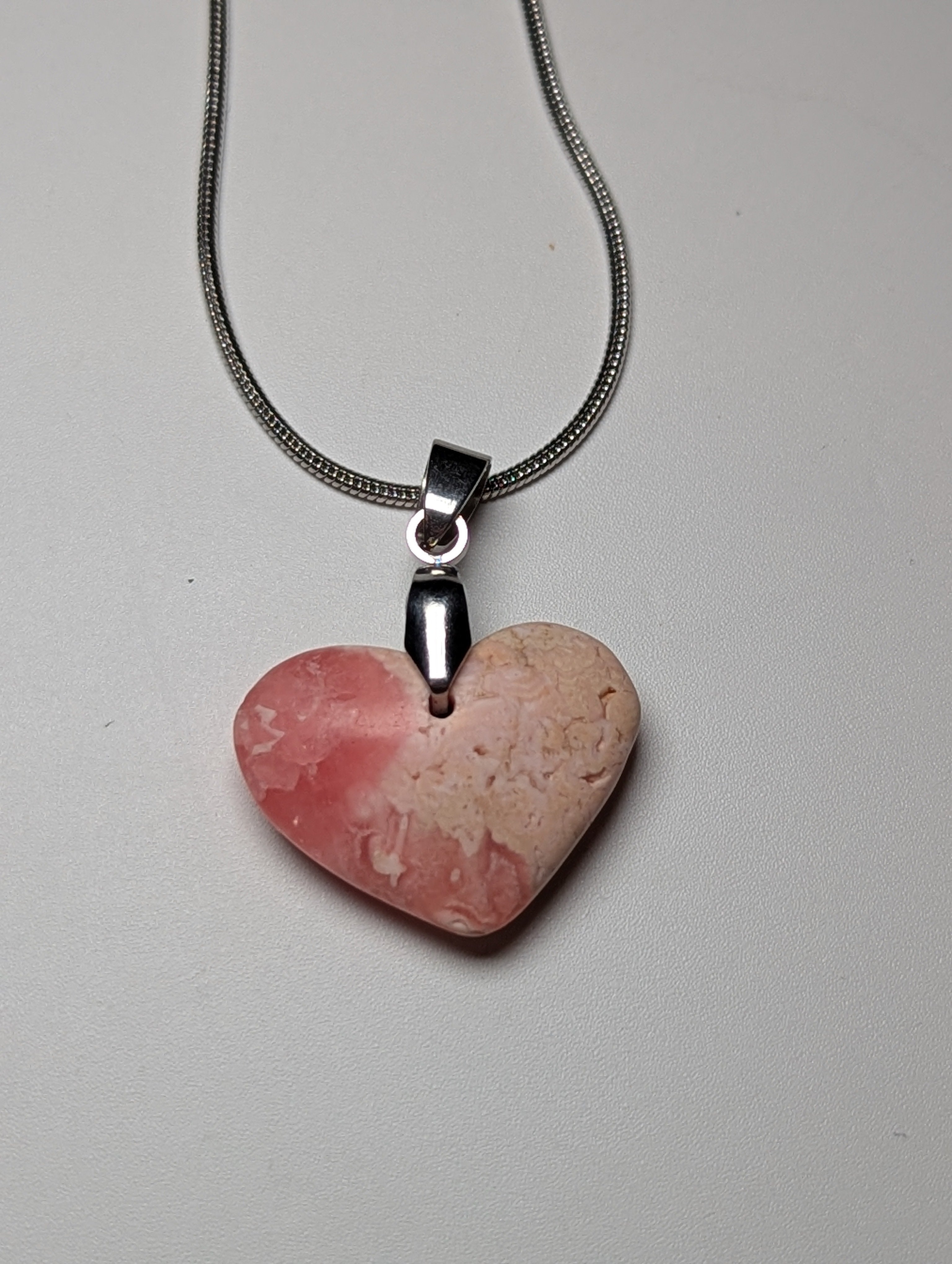 Rhodochrosite heart handmade crystal necklace