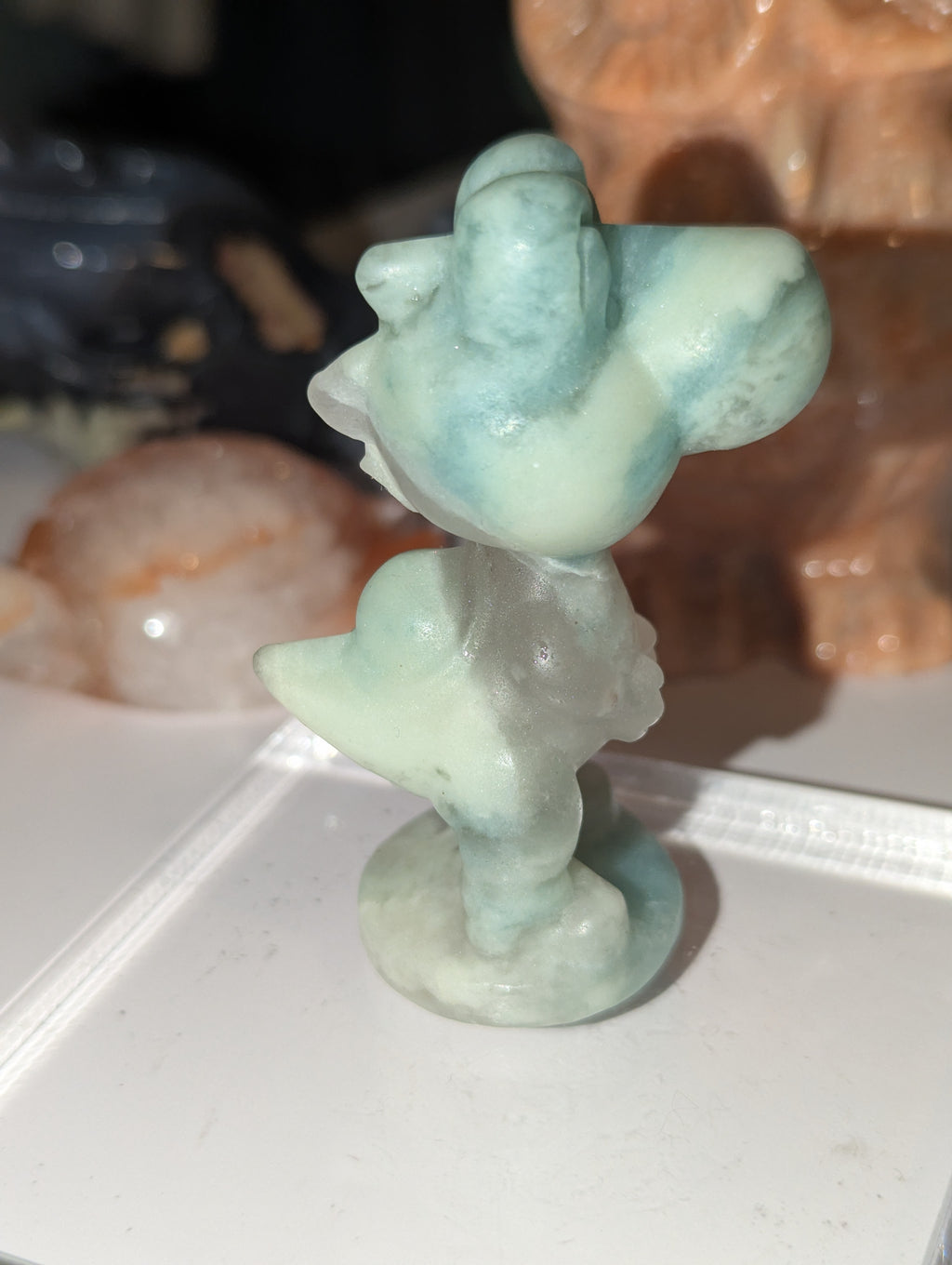 Blue jade crystal Yoshi carving