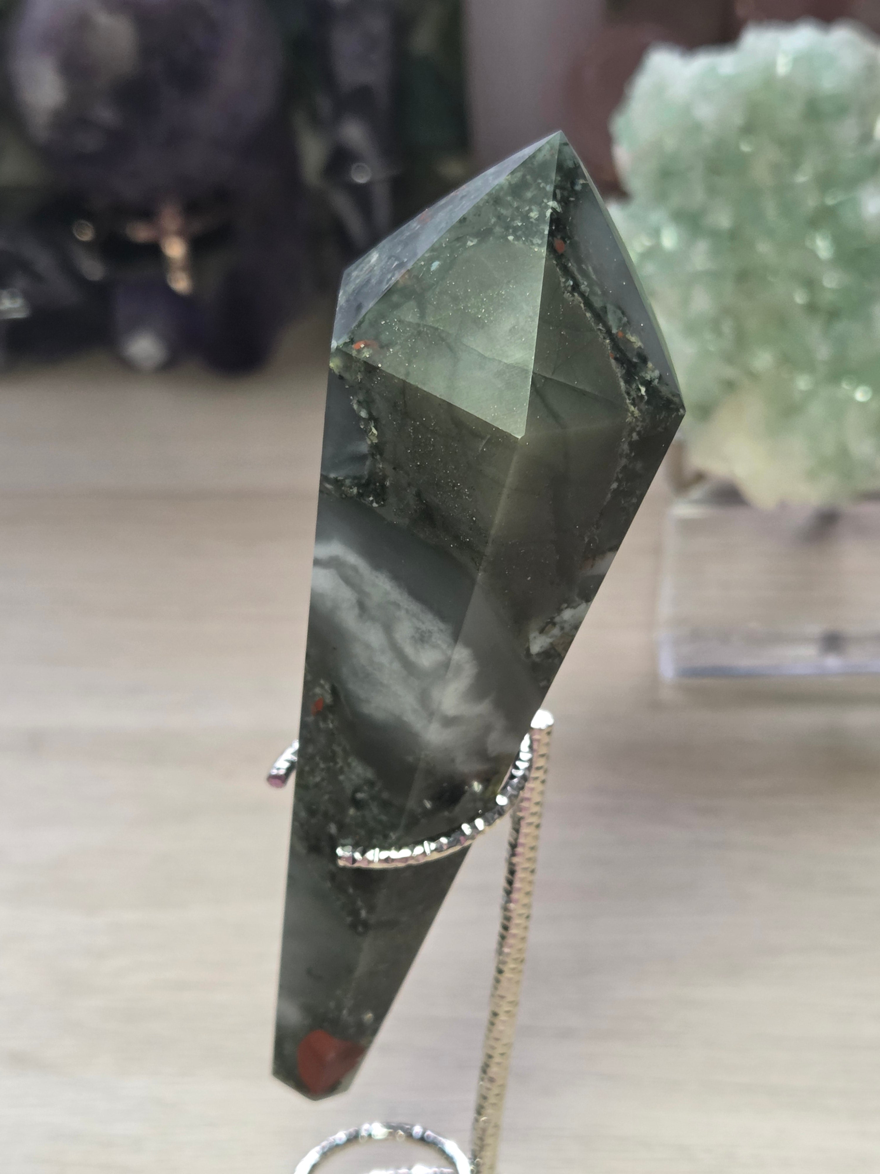 African bloodstone wand carving