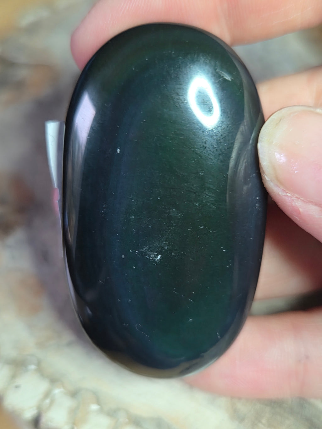 Rainbow obsidian crystal  palm stone