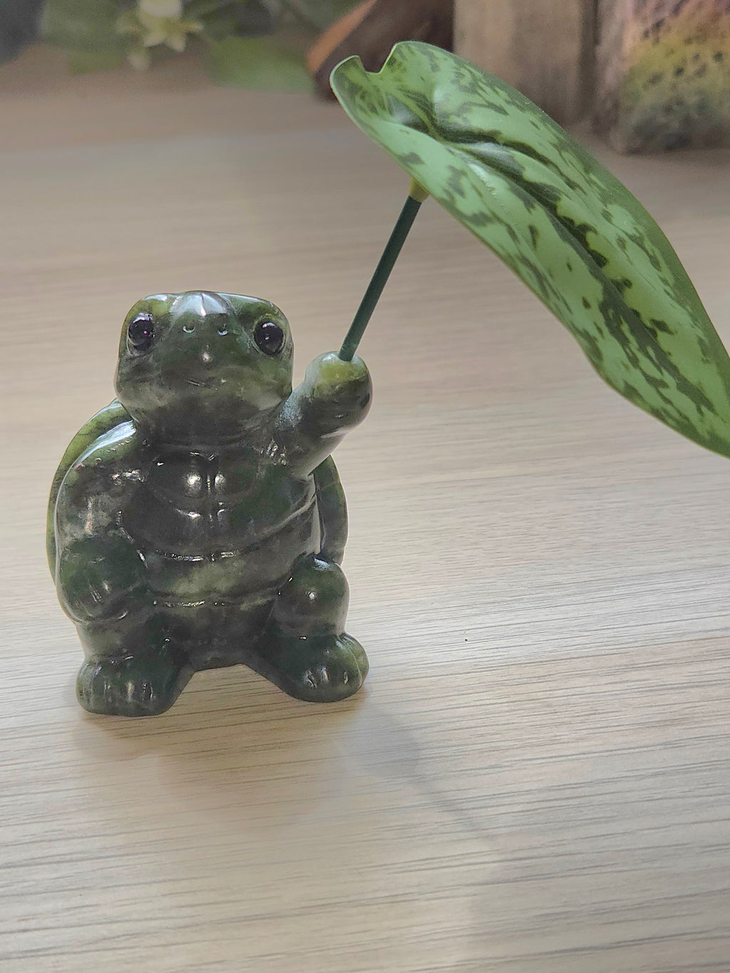 Green jade crystal Turtle carving