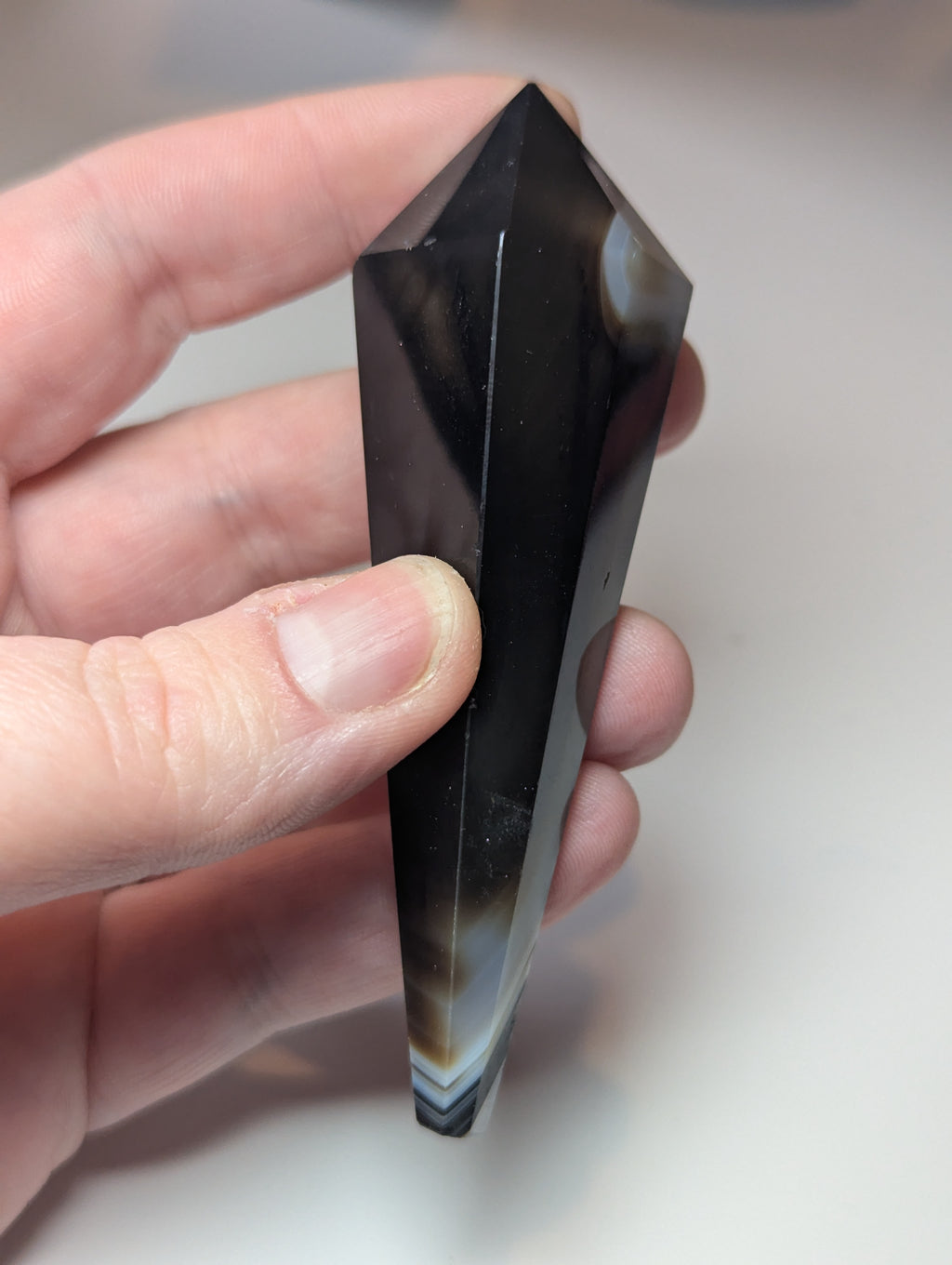 Sardonyx crystal wand carving with stand