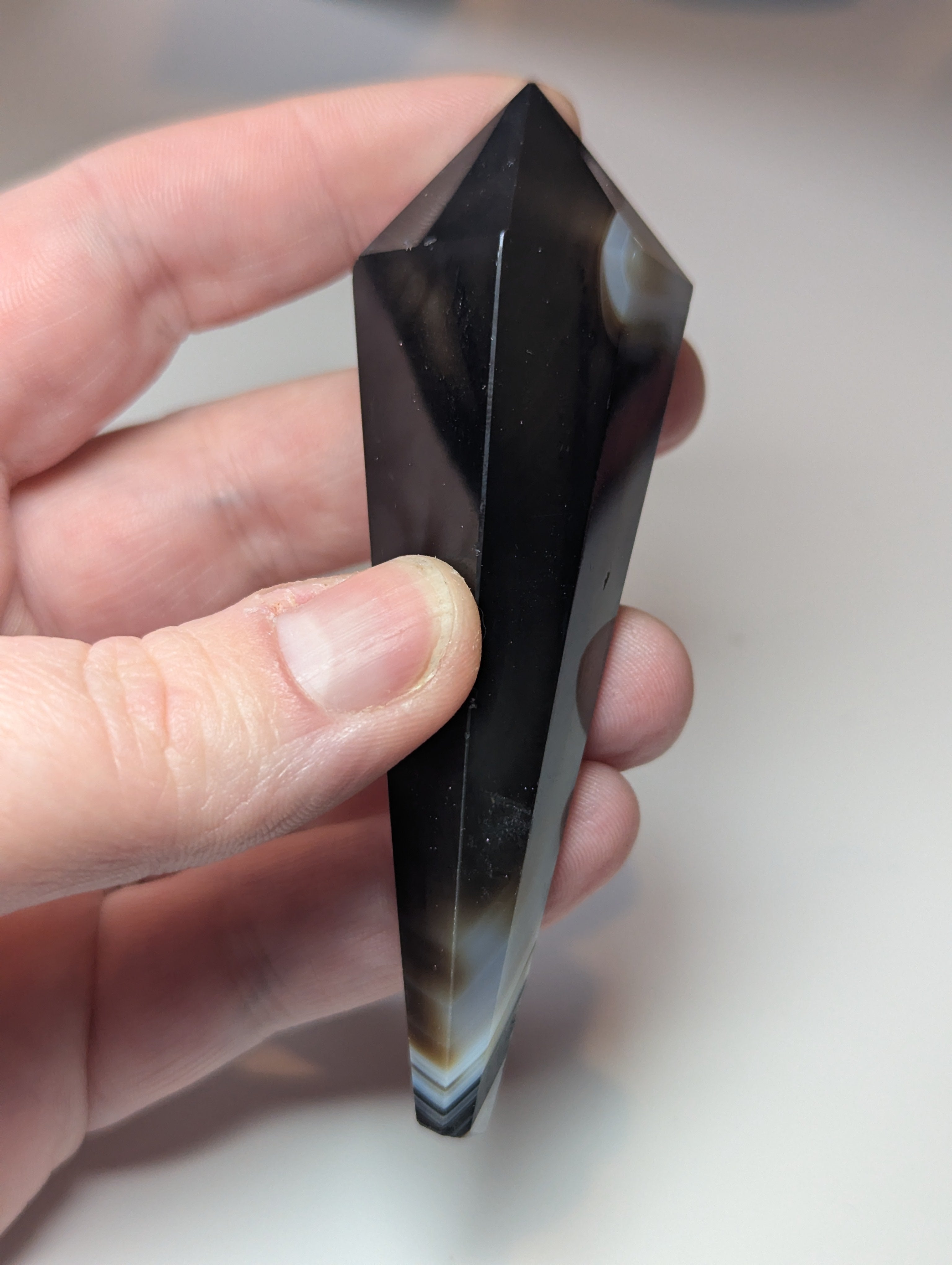 Sardonyx crystal wand carving with stand