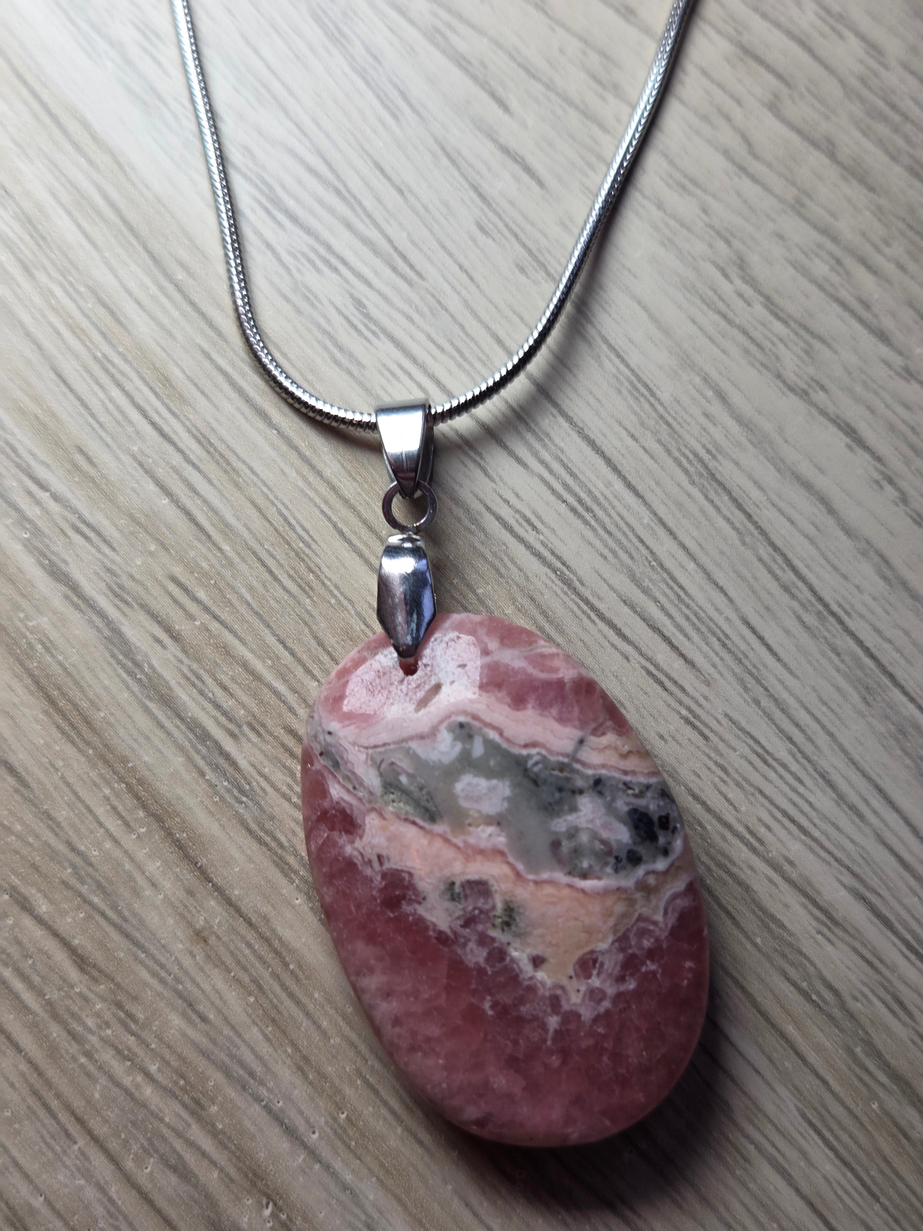 Rhodochrosite crystal handmade necklace
