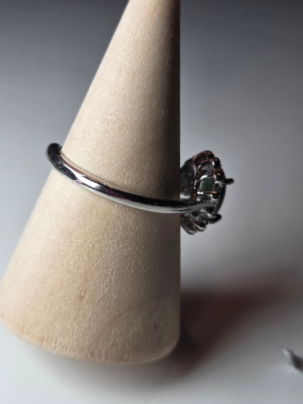 Moss agate crystal adjustable ring