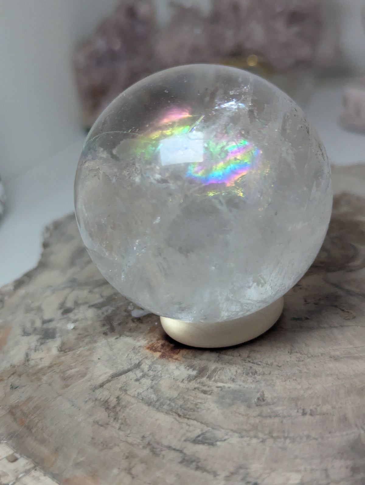 Clear quartz crystal sphere