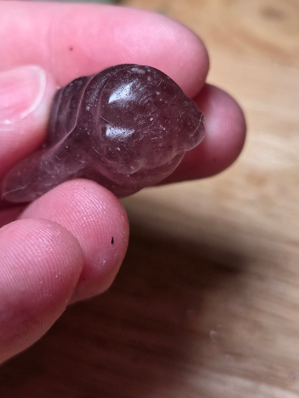 Strawberry quartz crystal fly carving