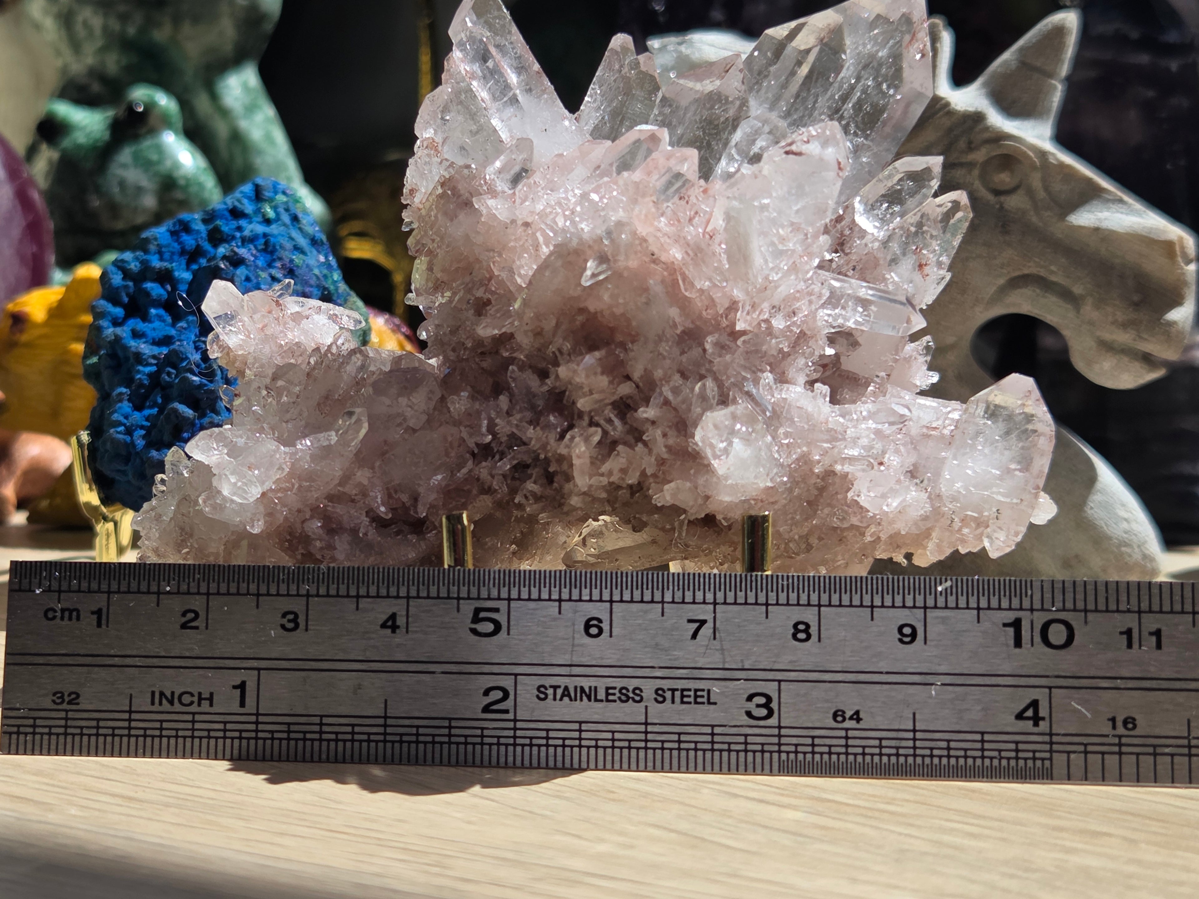 Pink lemurian quartz crystal specimen