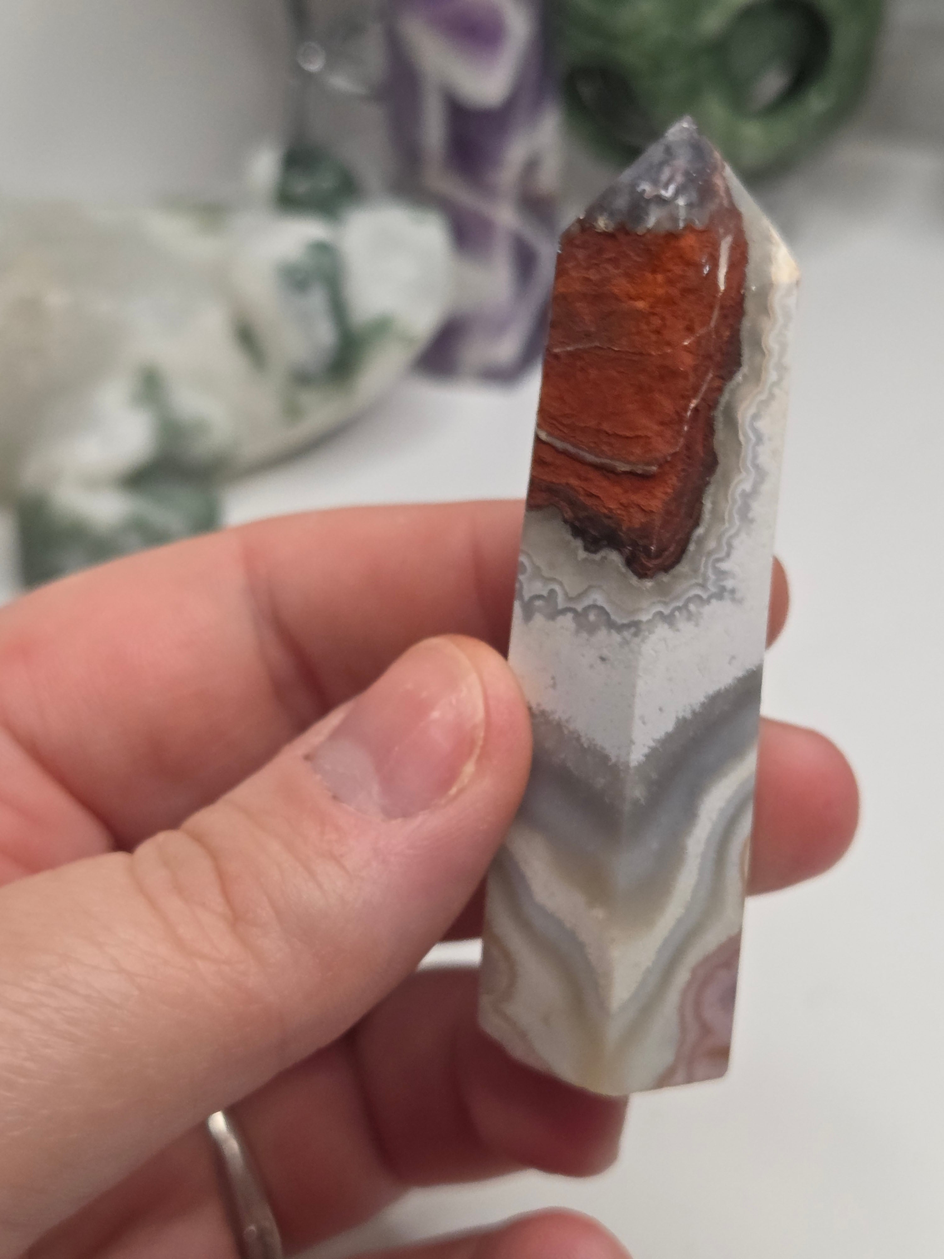 New Mexican crazy lace agate crystal tower