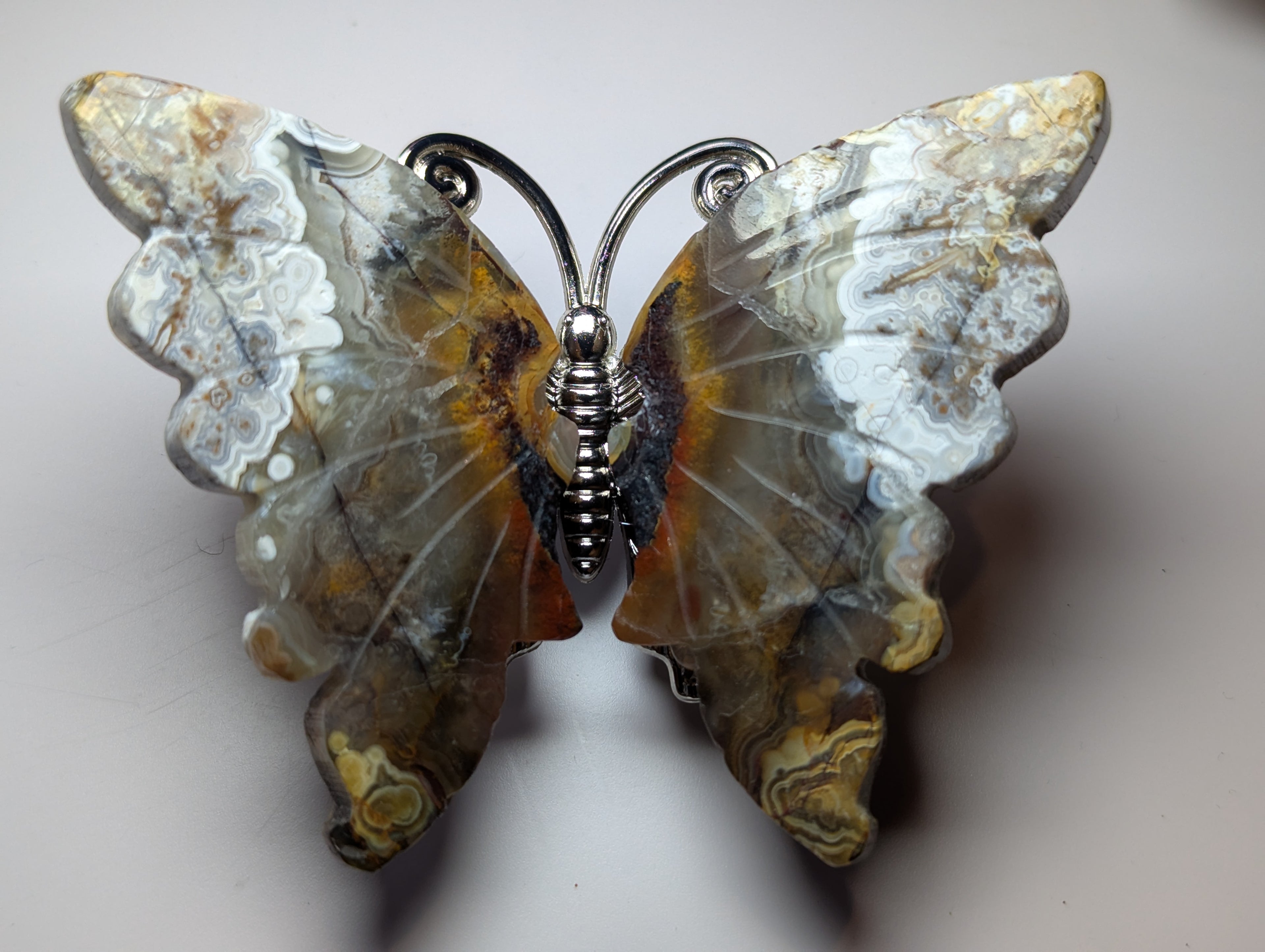 Mexican agate crystal butterfly