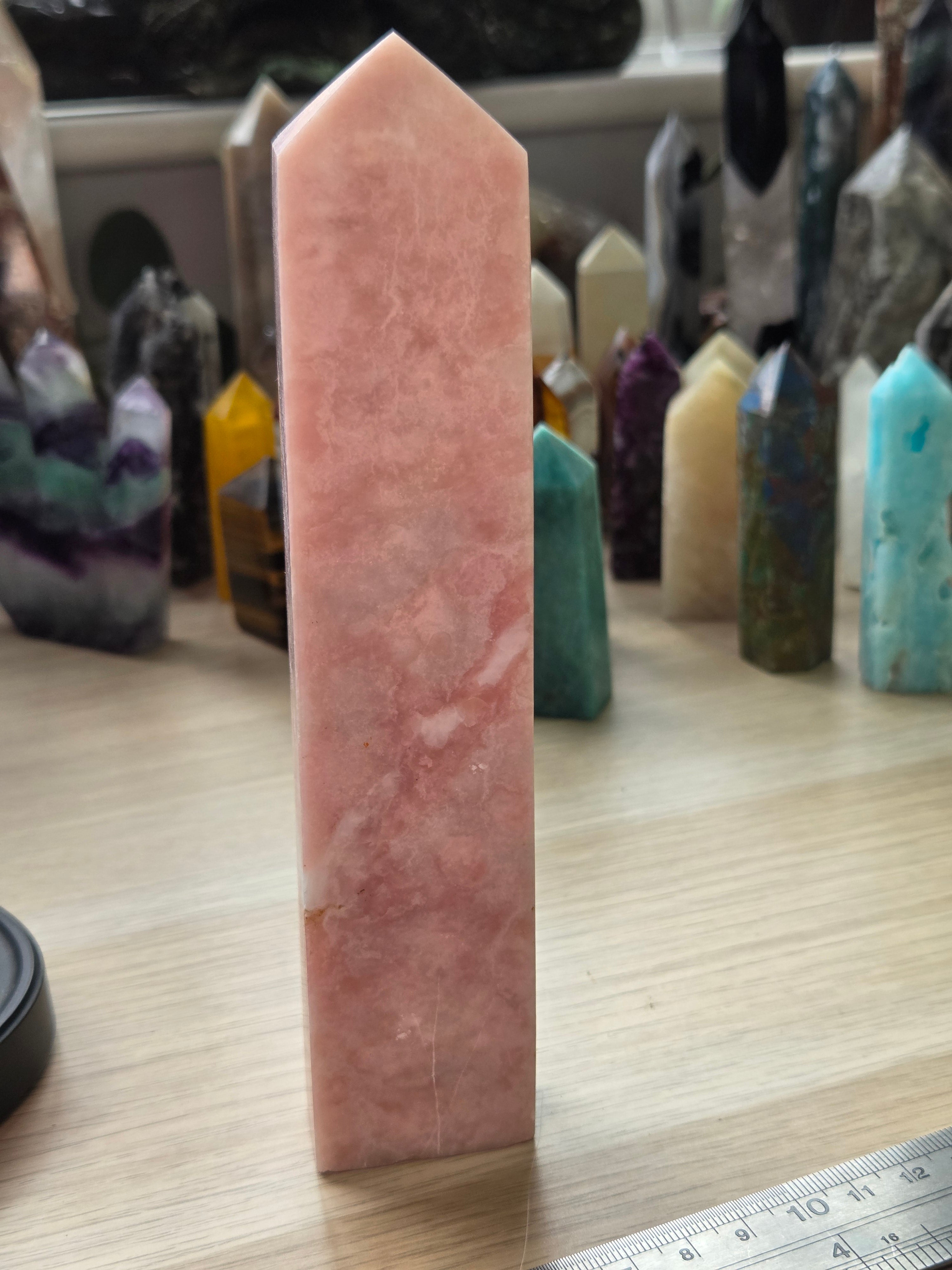 Large pink opal crystal tower