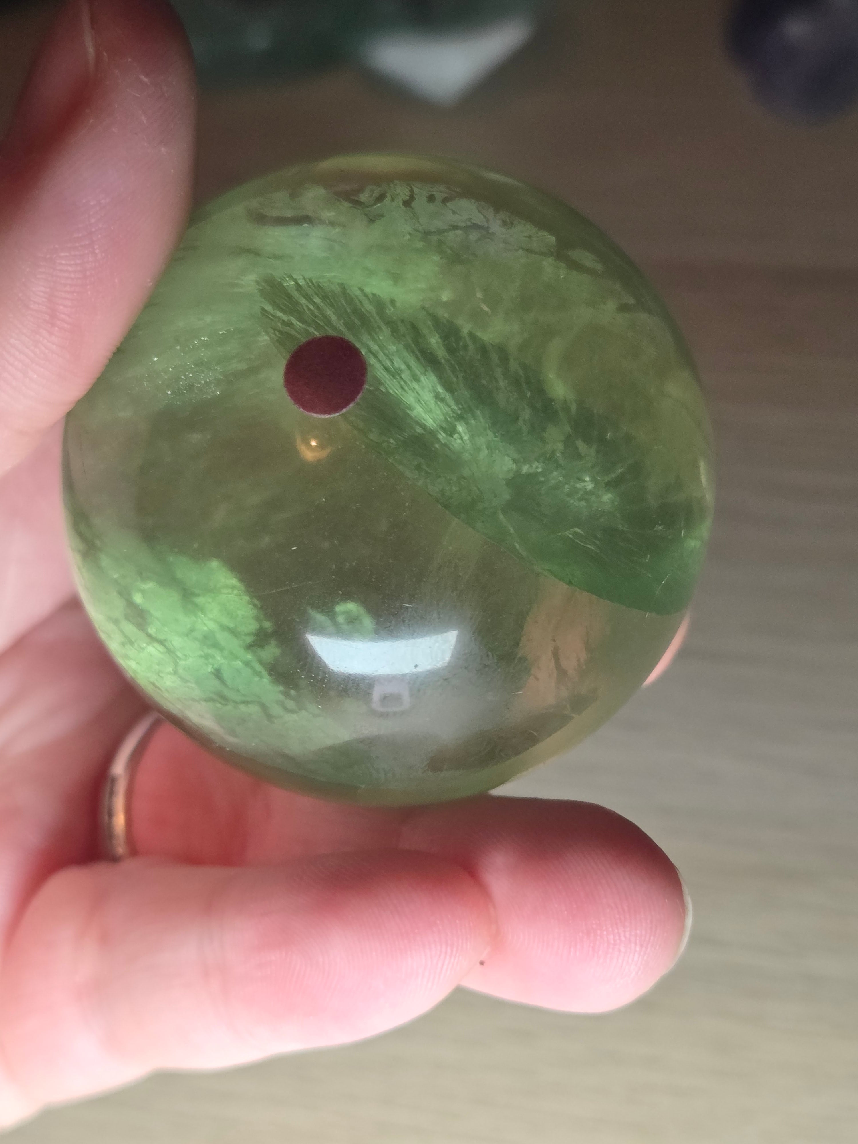 Grade AA Green flourite crystal sphere carving with light stand USB