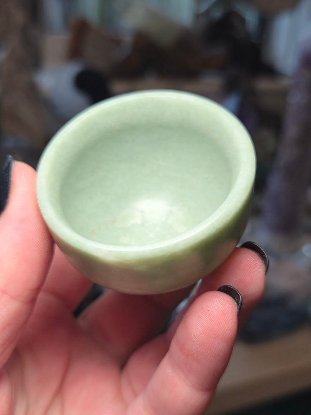 Green jade crystal trinket bowl