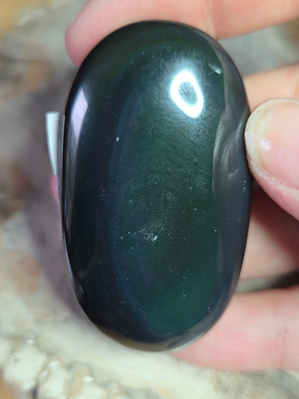 Rainbow obsidian crystal  palm stone
