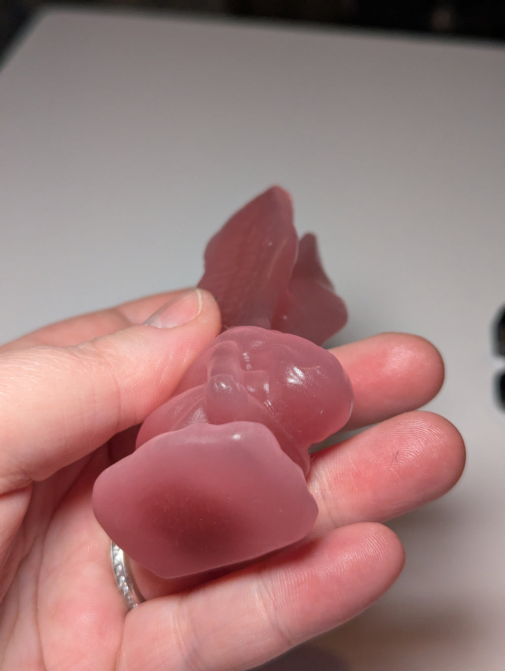 Pink Cats eye crystal fallen Angel carving
