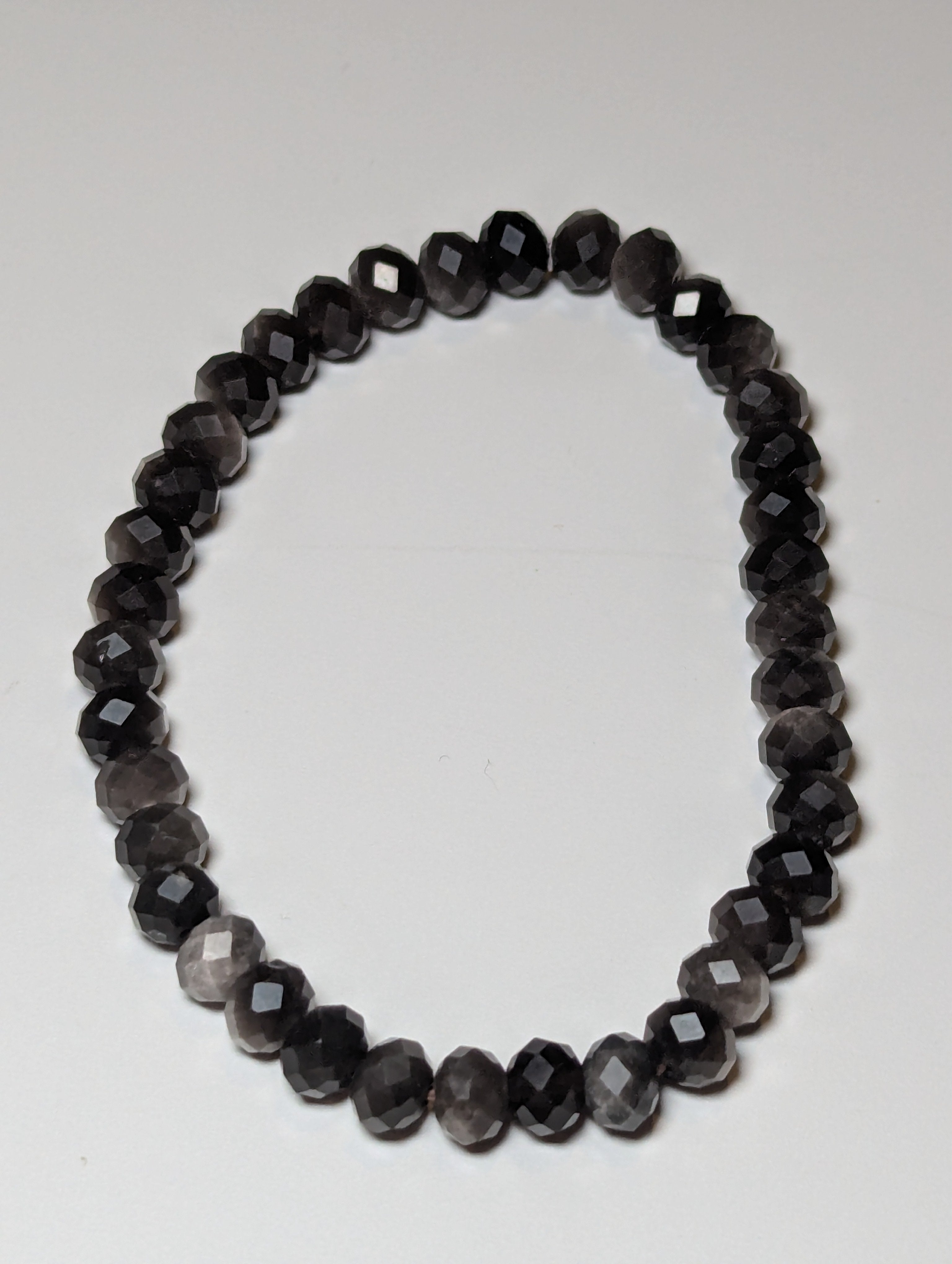 Silver sheen obsidian crystal bracelet