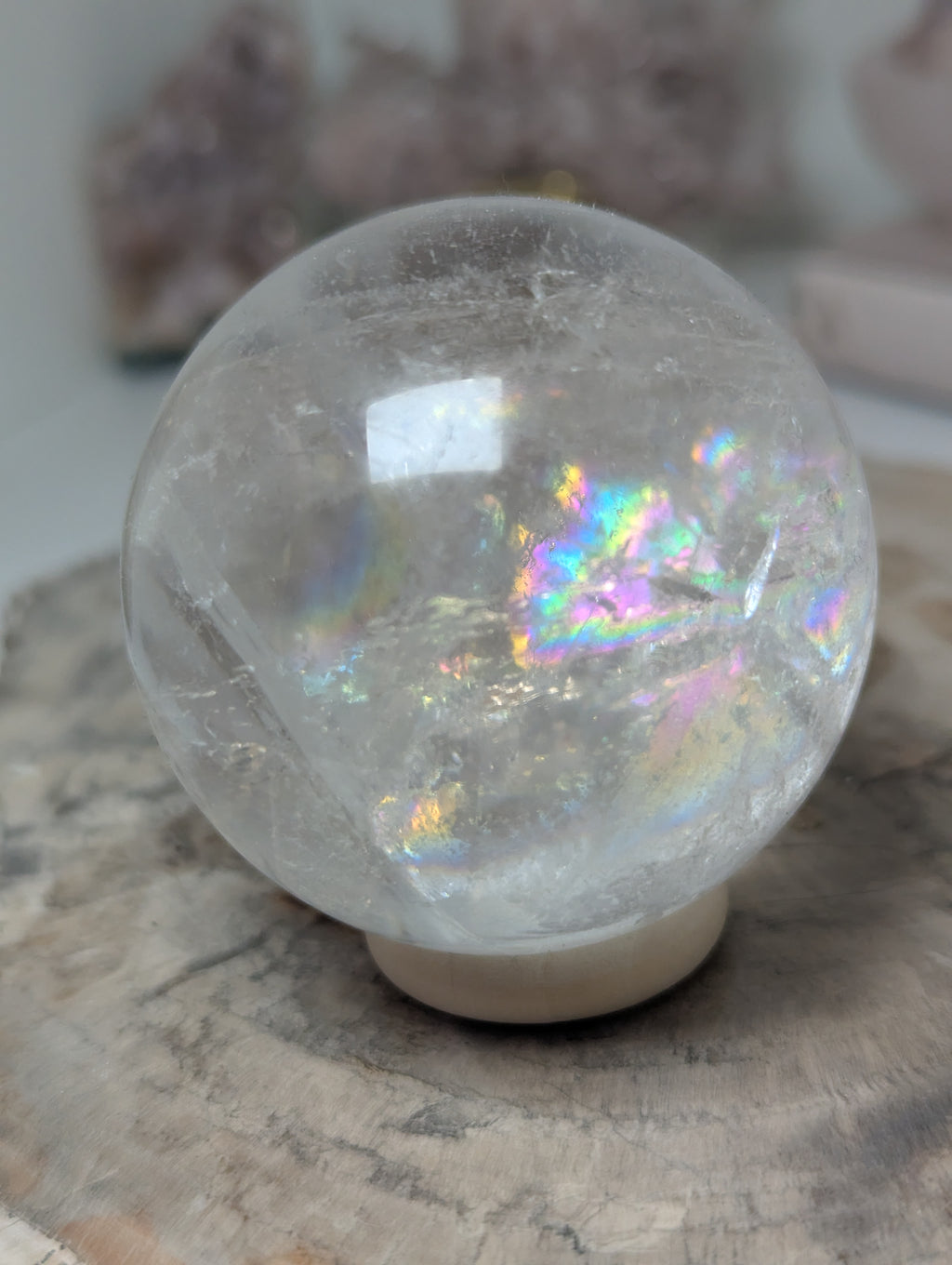 Clear quartz crystal sphere