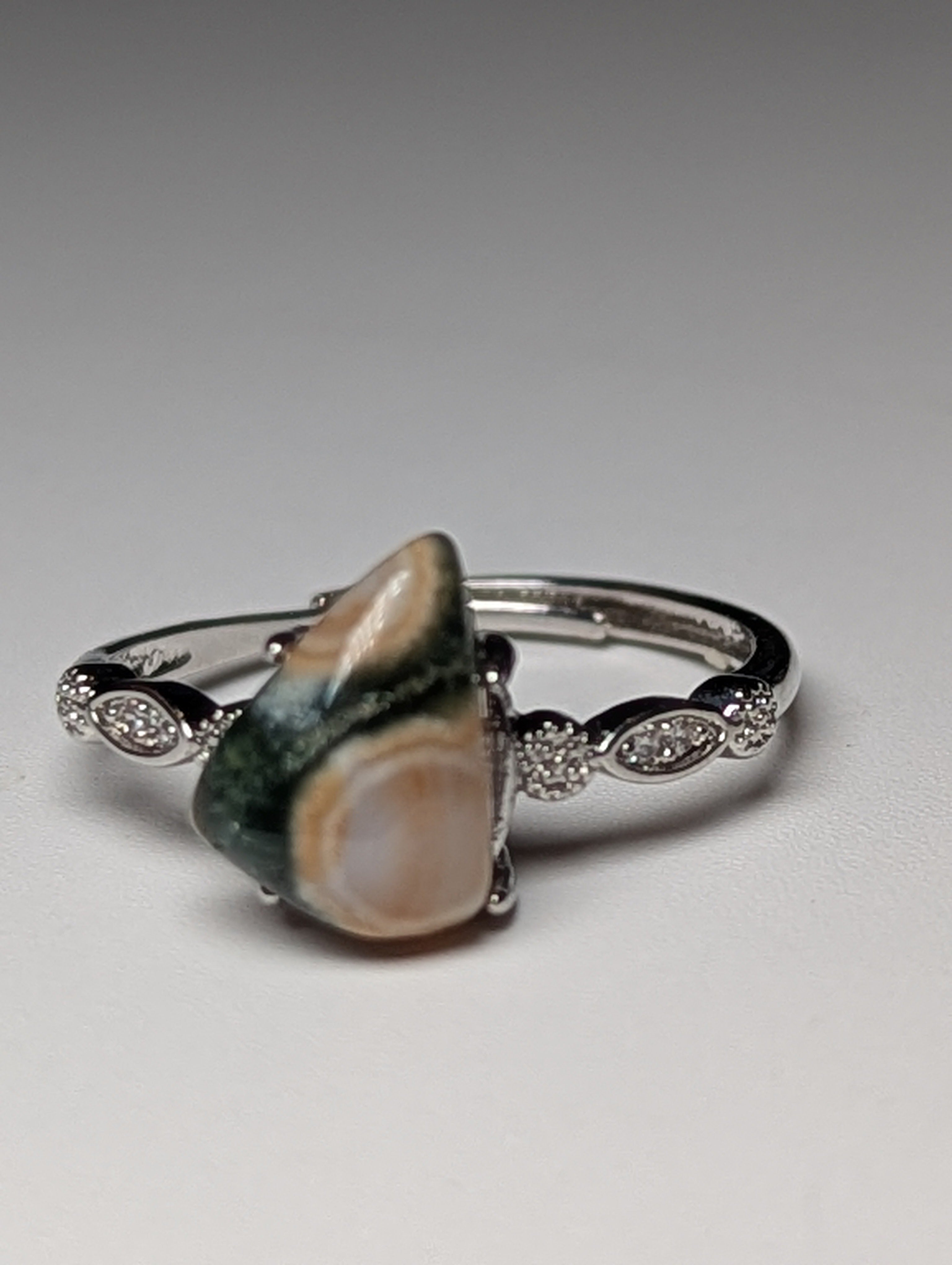 Ocean Jasper crystal Adjustable ring