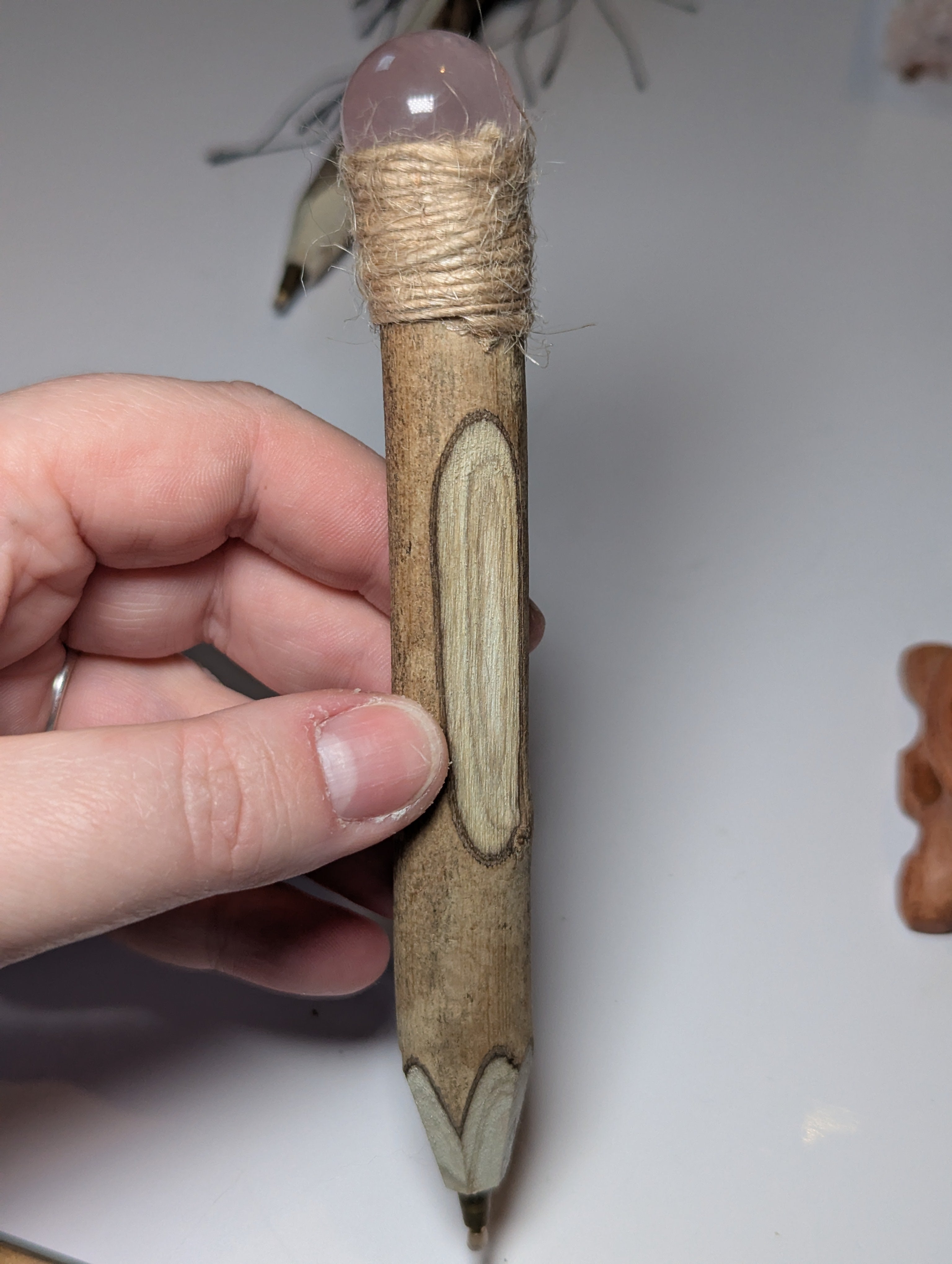 Clear quartz crystal pen