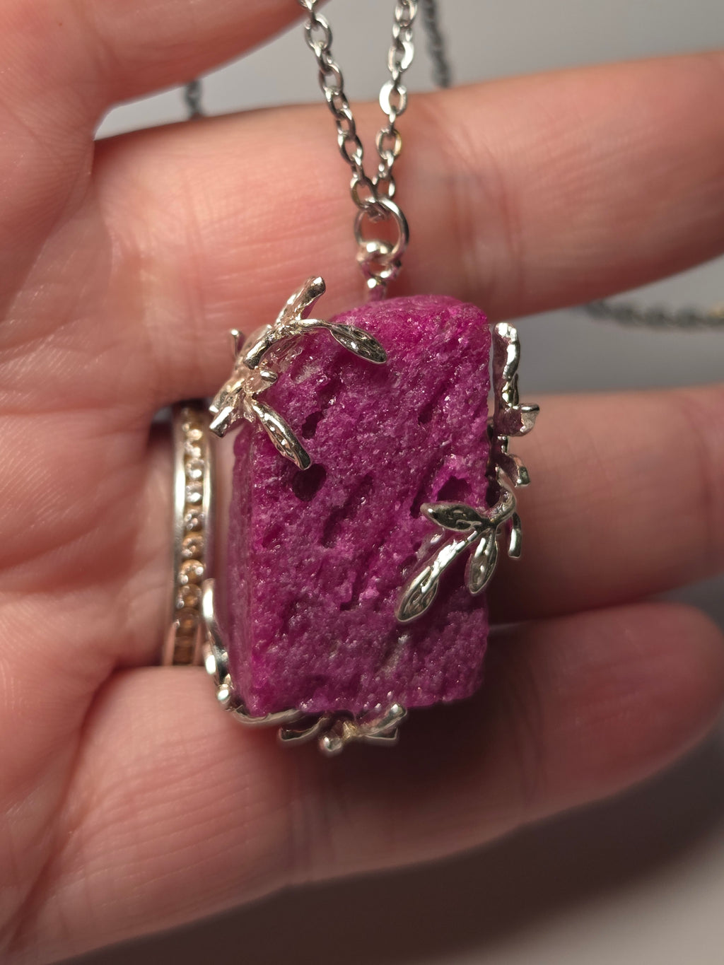 Man made ruby necklace
