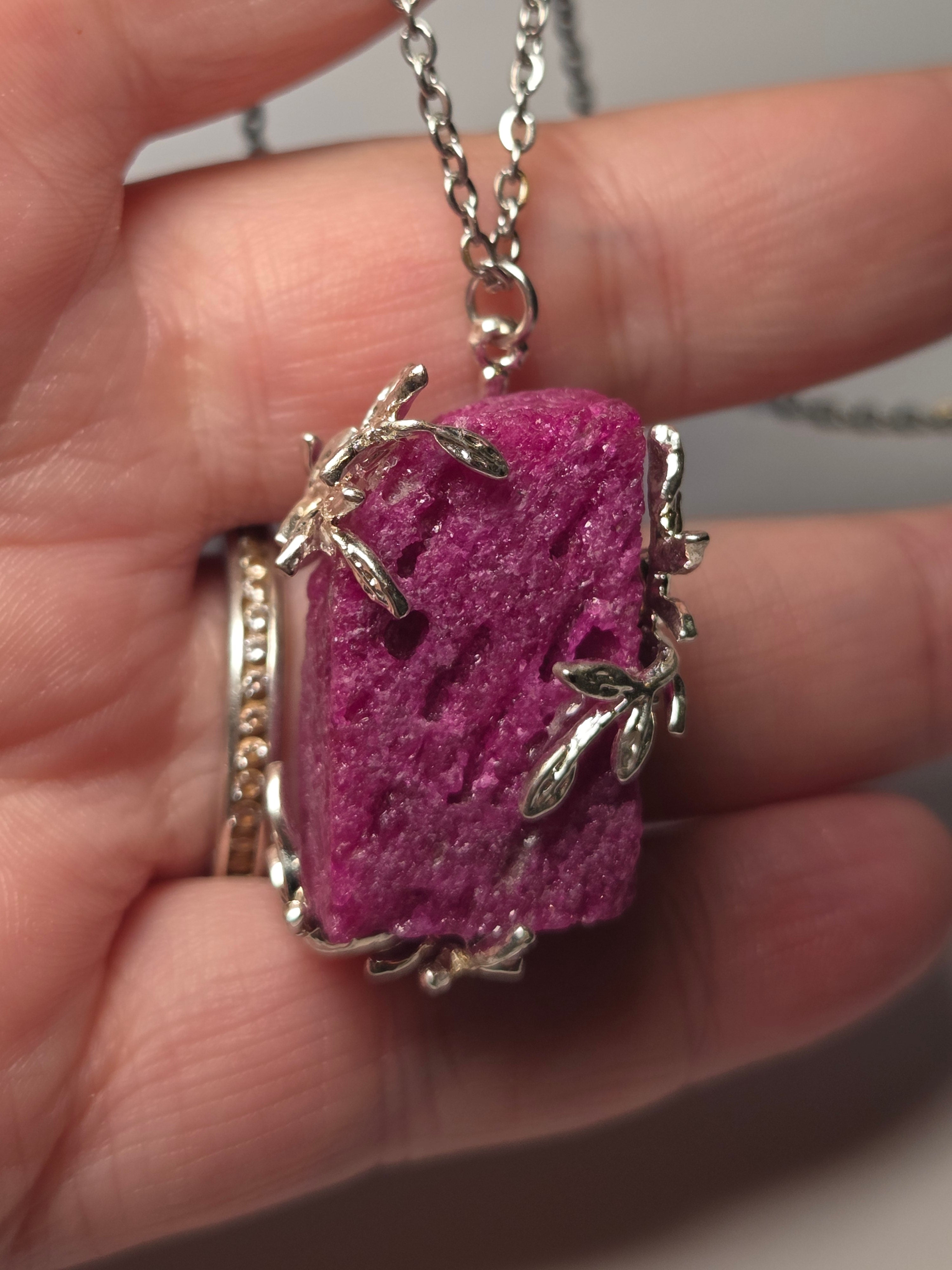 Man made ruby necklace