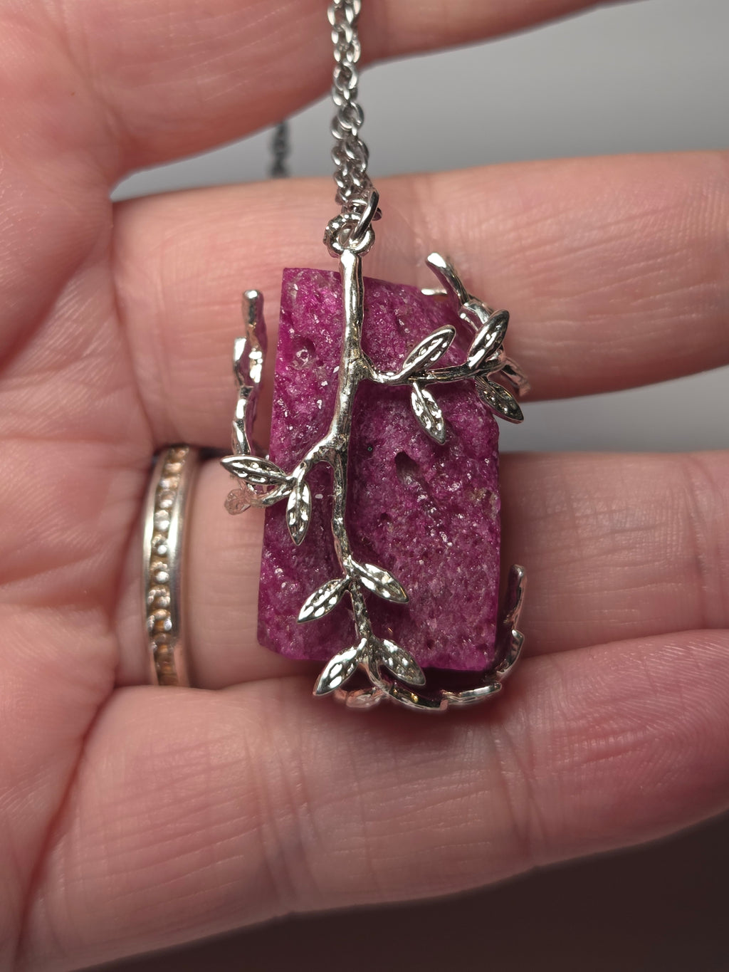 Man made ruby necklace