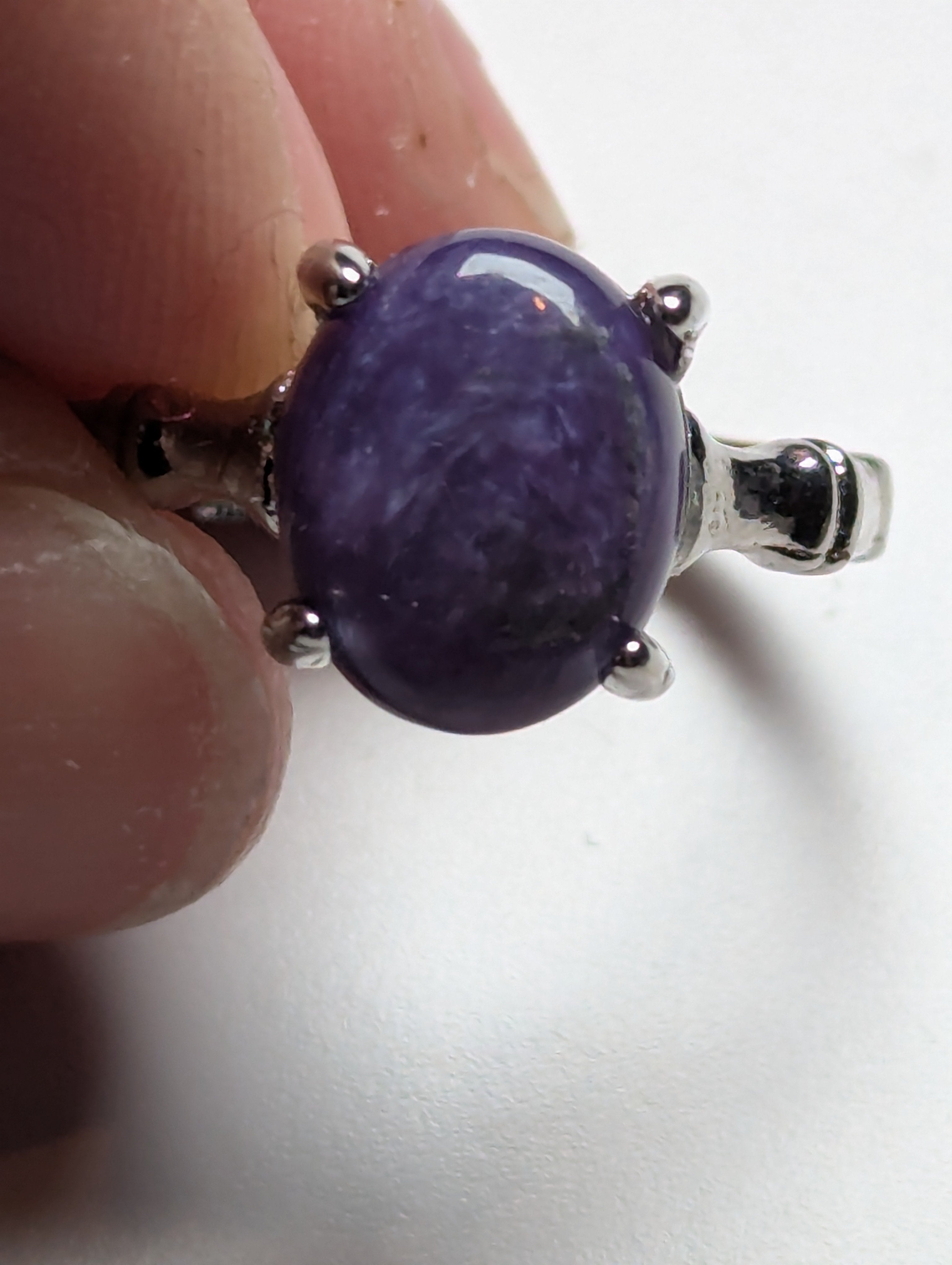purple charoite crystal adjustable ring stainless steel