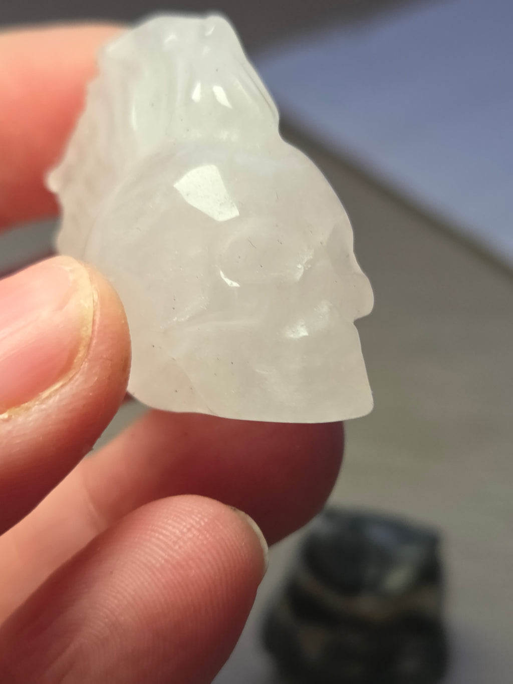 Clear quartz crystal rock star skull