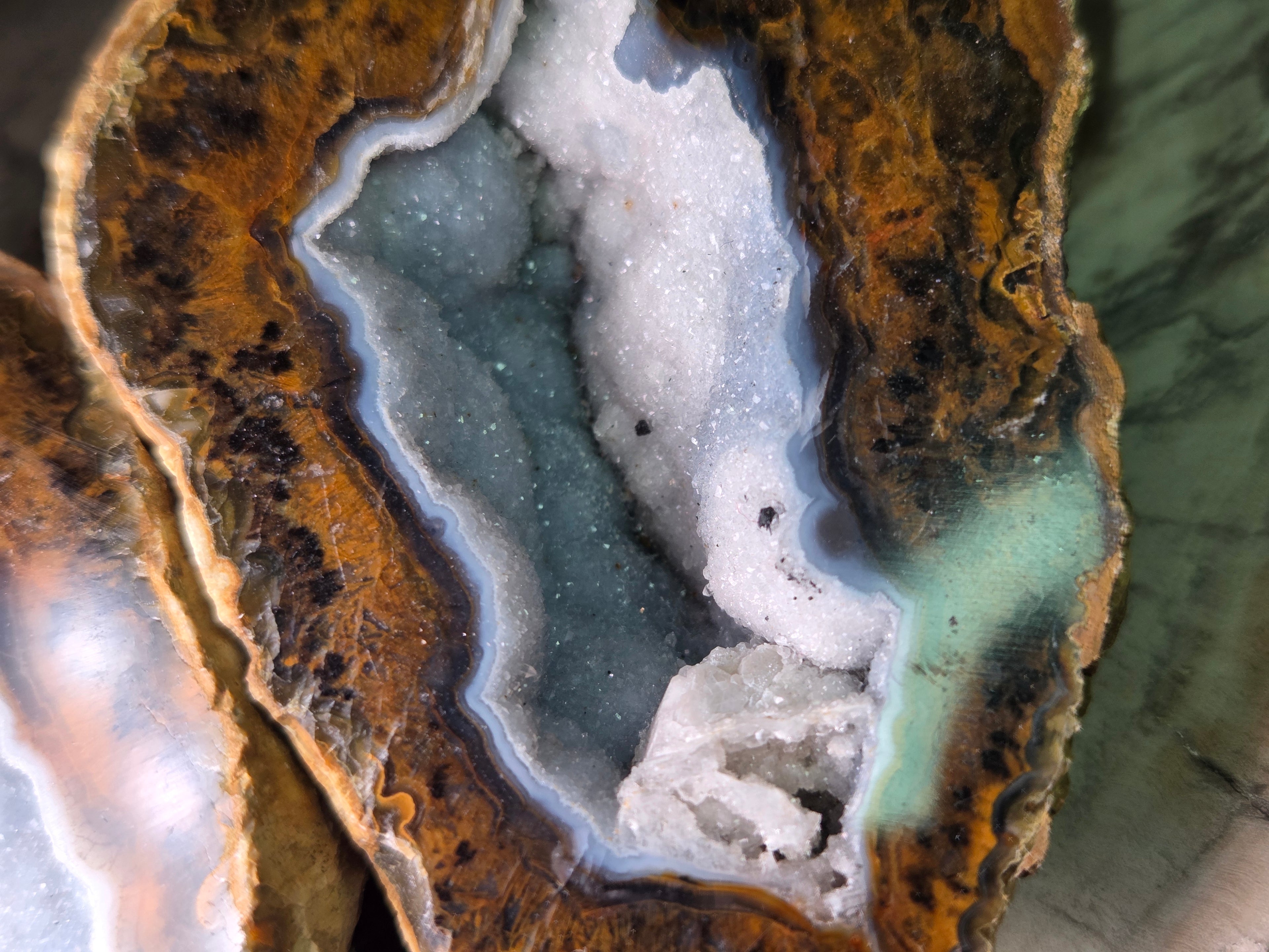 Beautiful  Mongolian polished  pair of Geodes with stands