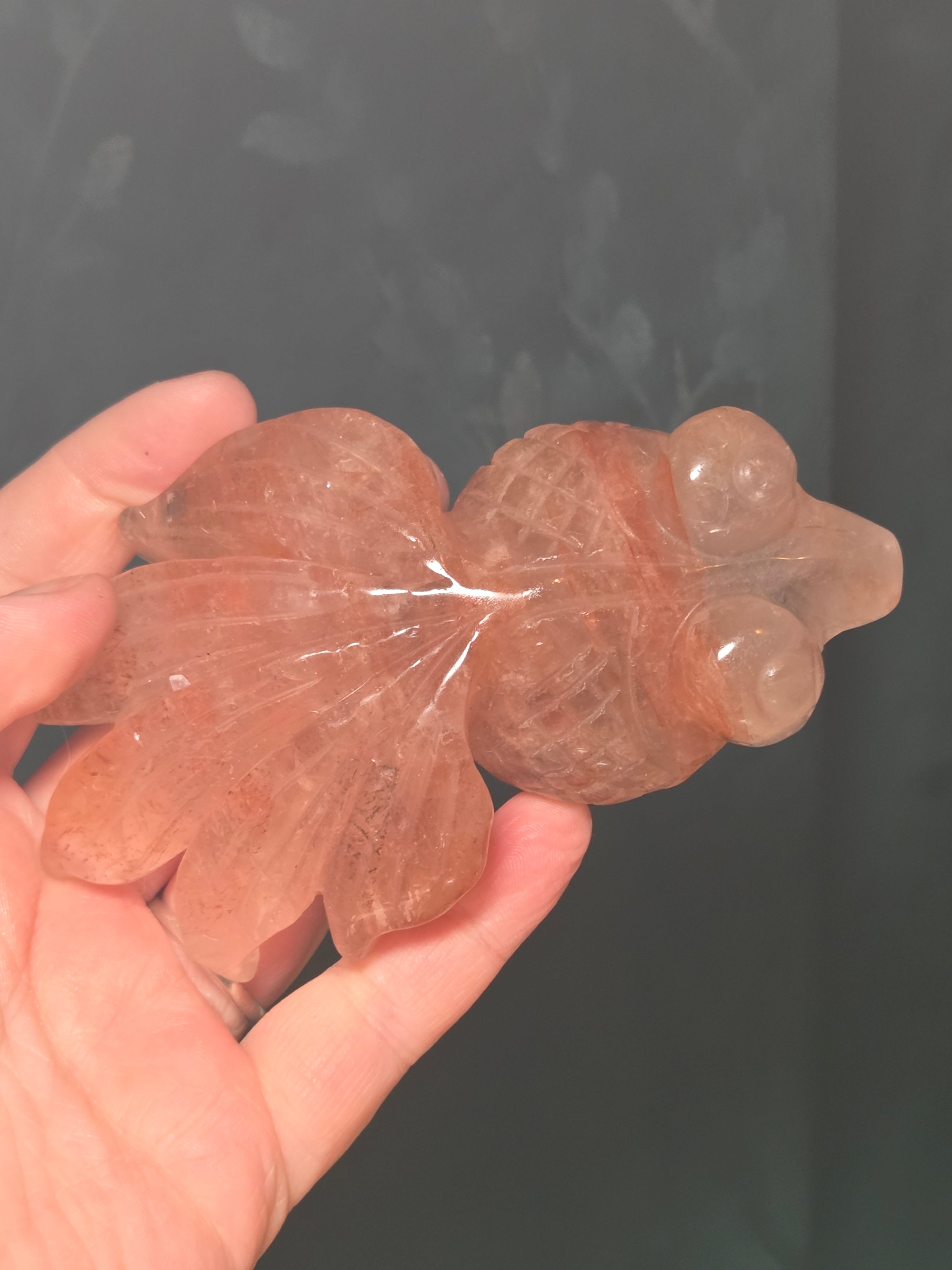 New Fire quartz crystal fish carving